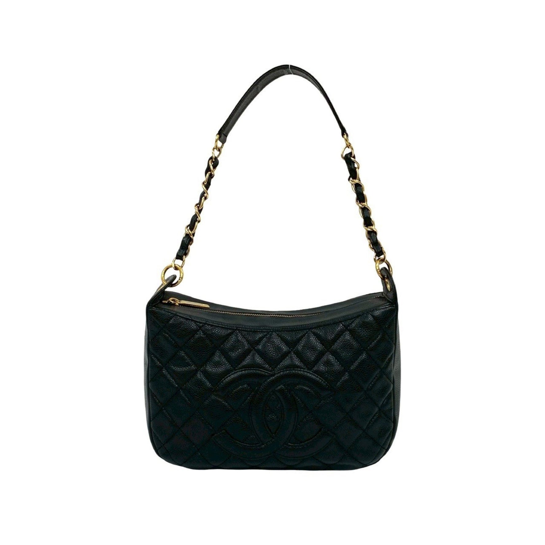 CHANEL Matelasse Coco Mark Caviar Skin Semi-One Shoulder Bag/Handbag, 765-9