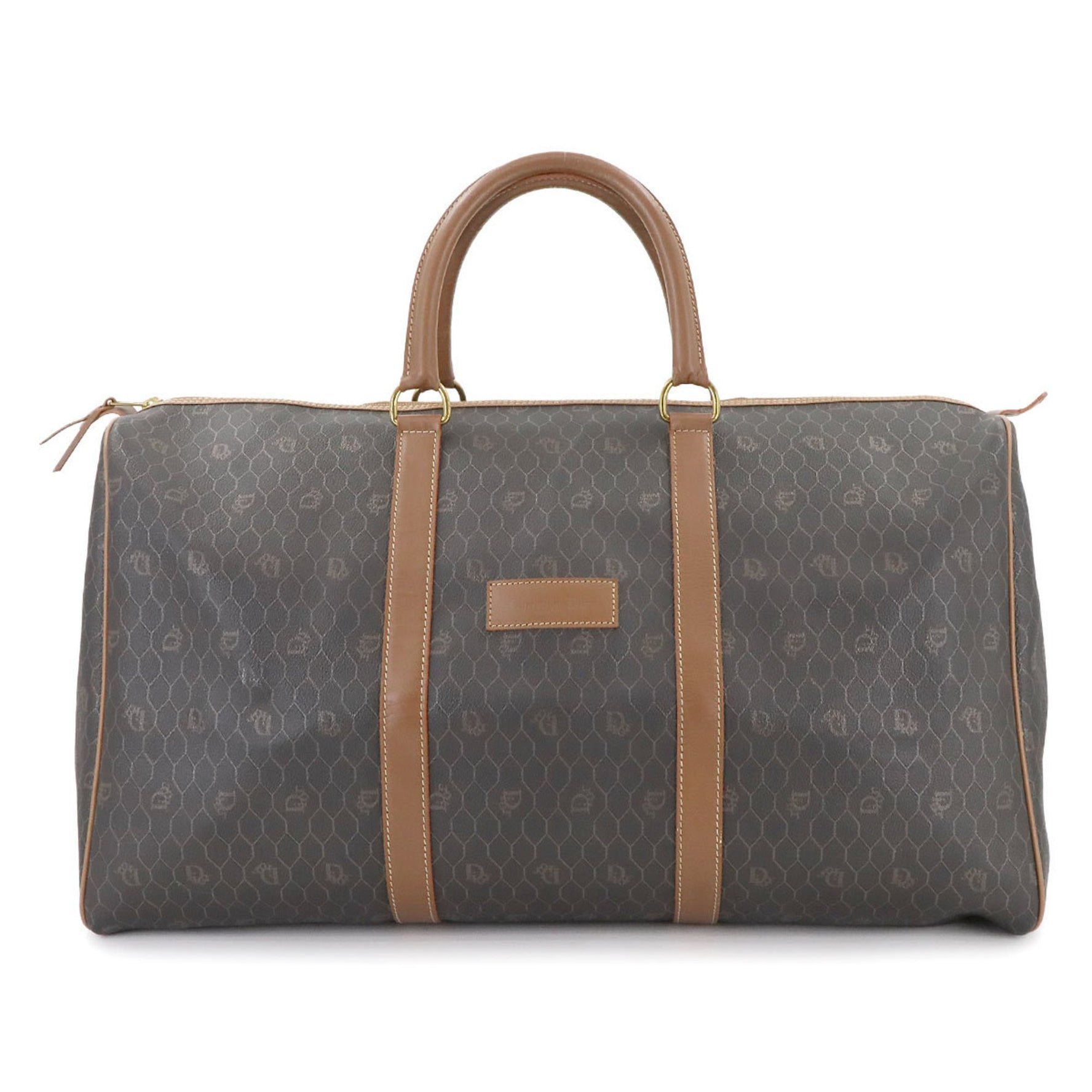 Christian Dior Honeycomb Boston Bag in leather with gold hardware.