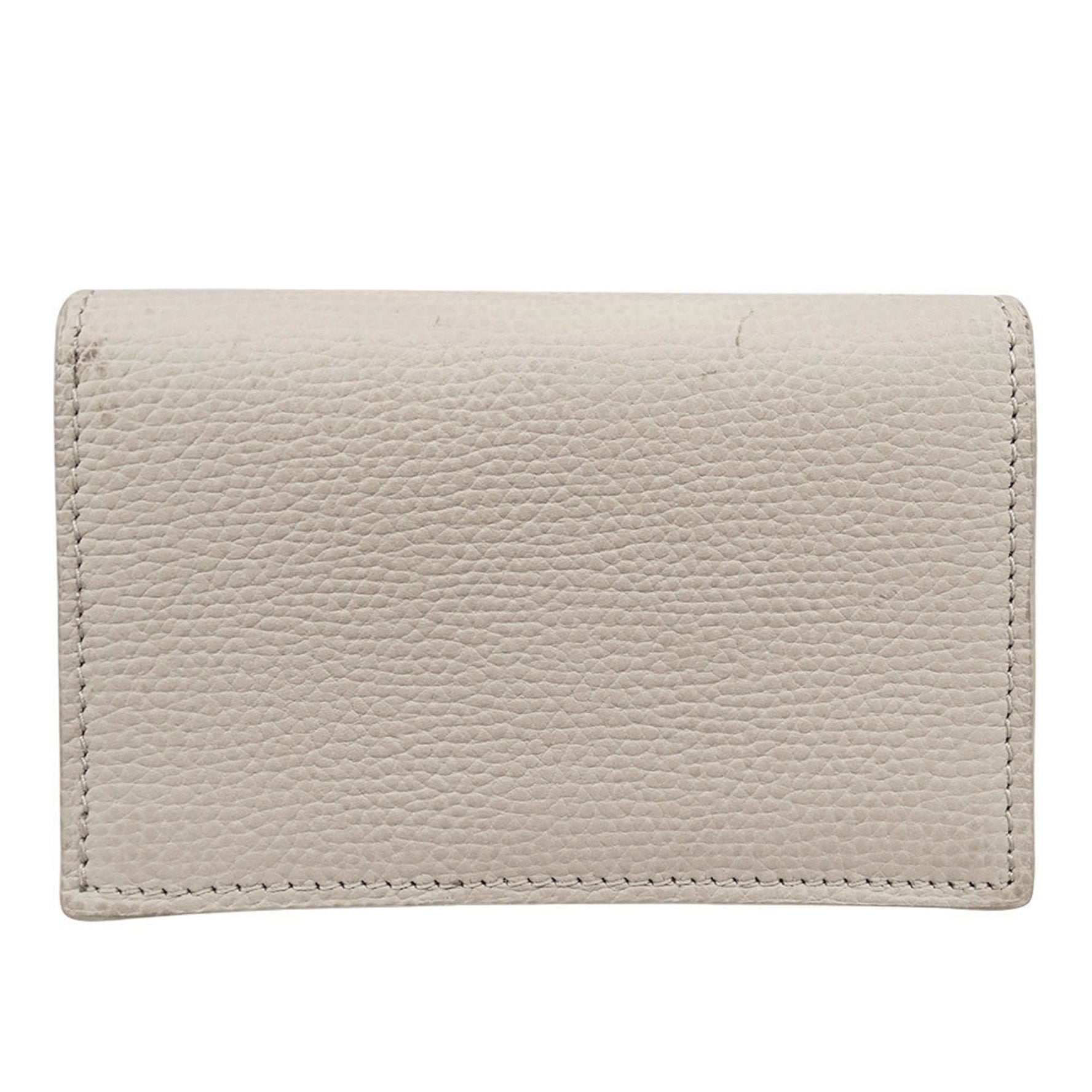 LOEWE Anagram Card Case, Greige Leather, Small Business Holder with Logo
