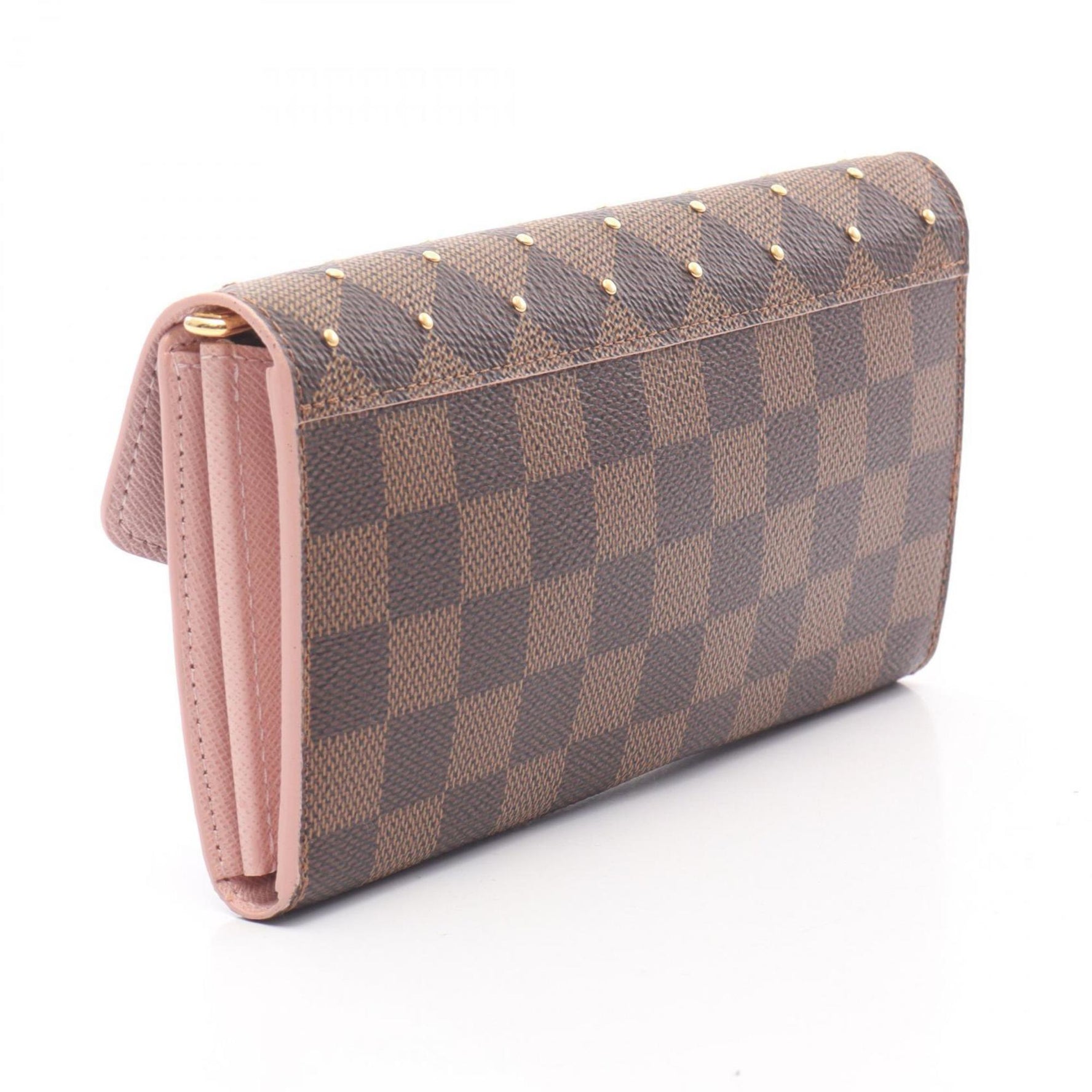 Louis Vuitton Sarah Portefeuille Bifold Long Wallet, Coated Canvas and Leather with Damier Finish, Brown Pink