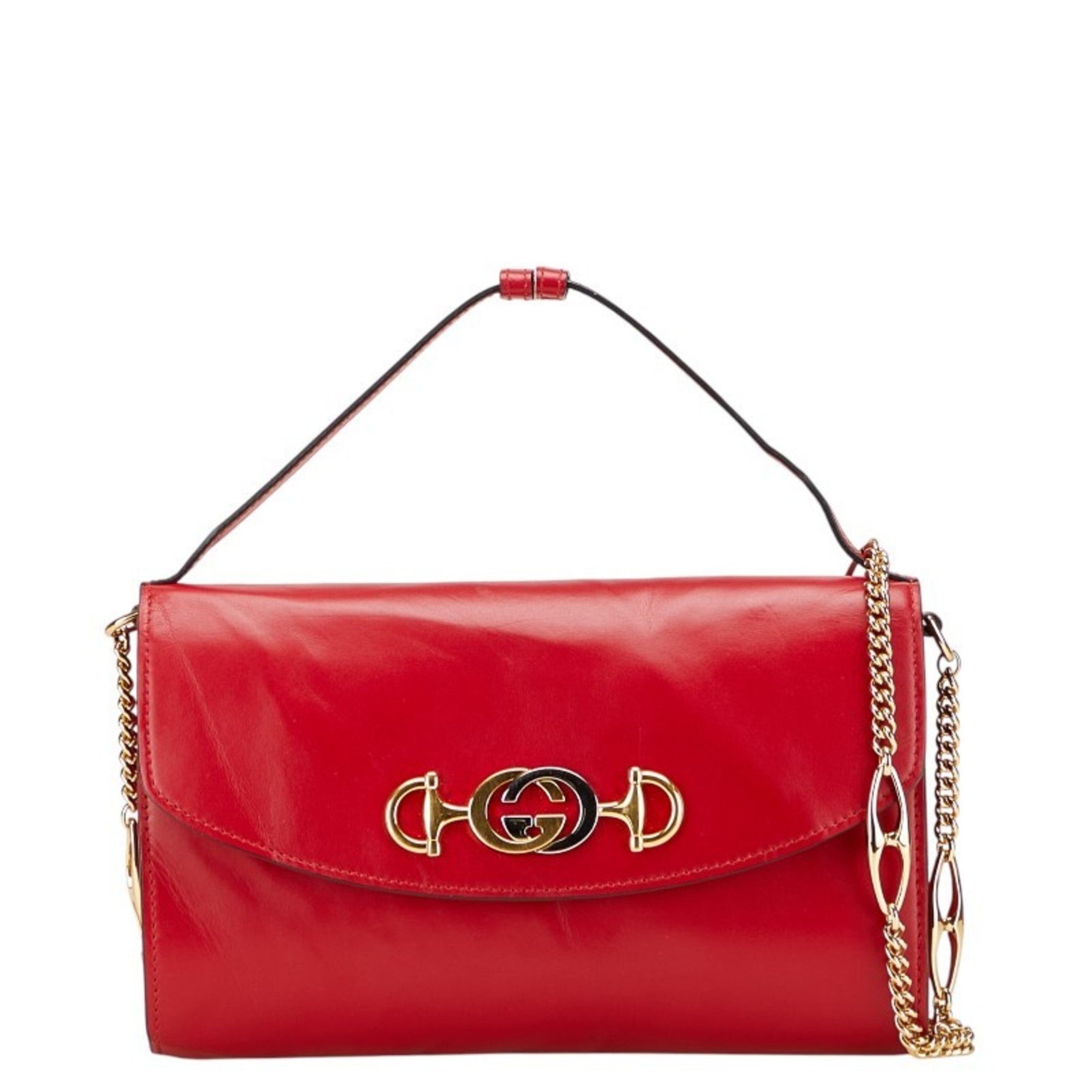 Gucci Zumi Chain Shoulder Bag/Handbag Red Leather