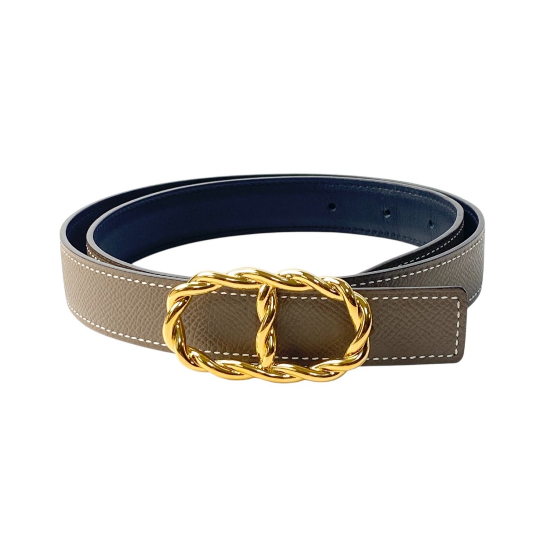 Hermes Hermès Maillon Torsades Belt with Yellow Gold Buckle, YG 75