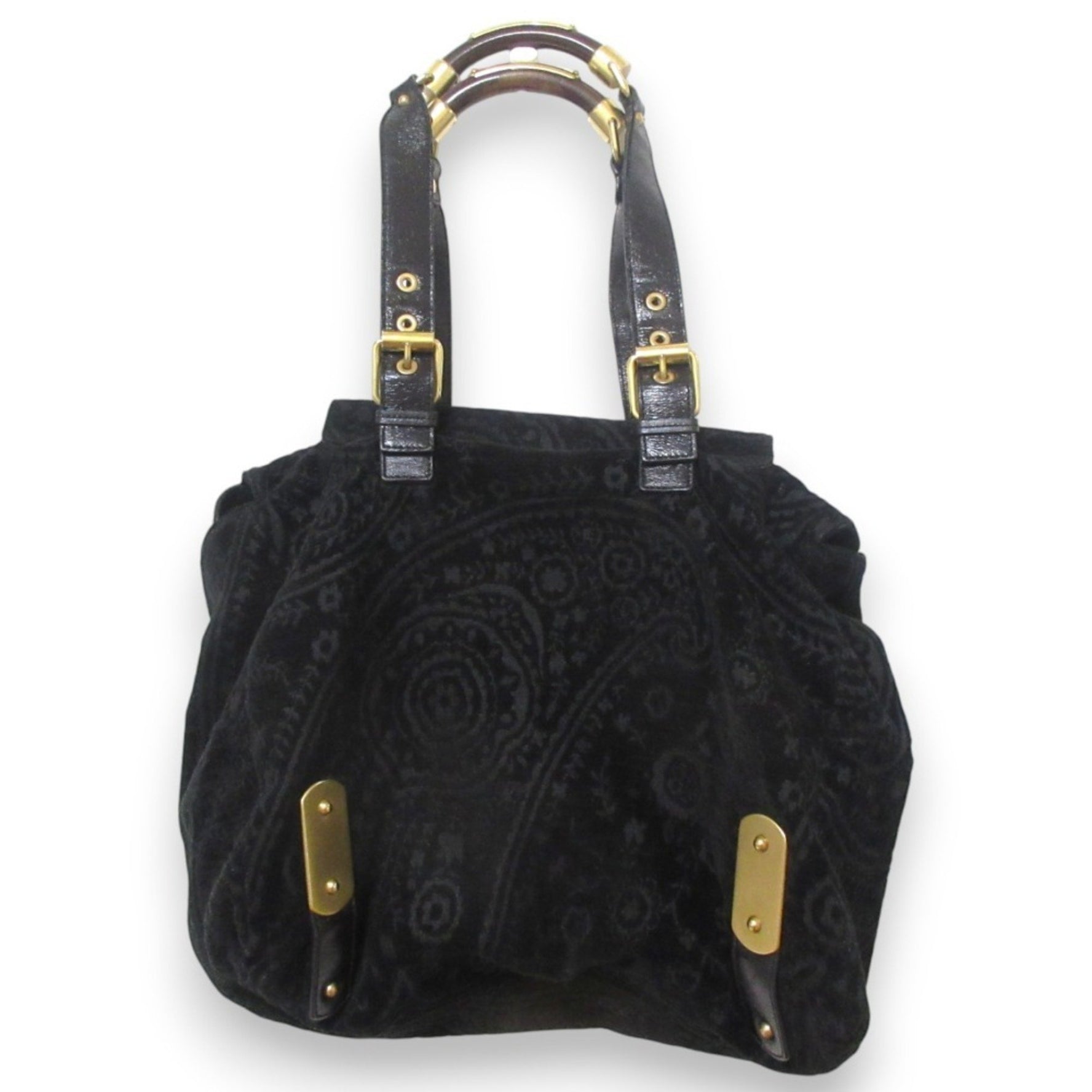 Stella McCartney STELLA McCARTNEY Gobelin Wood Handle Tote Bag + Pouch x Gold Hardware