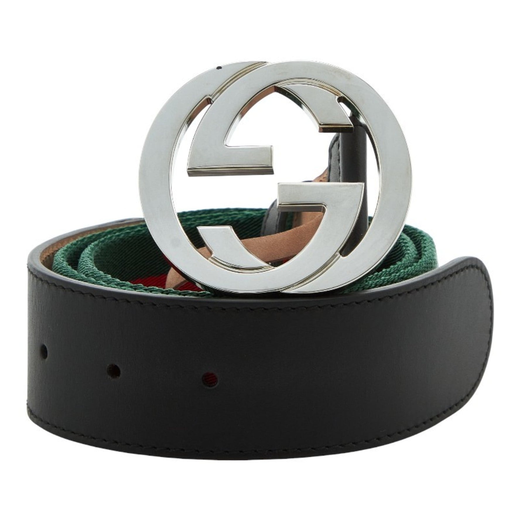 Gucci Sherry Line Belt, Sizes: 85-34, Multicolored Black Canvas and Leather