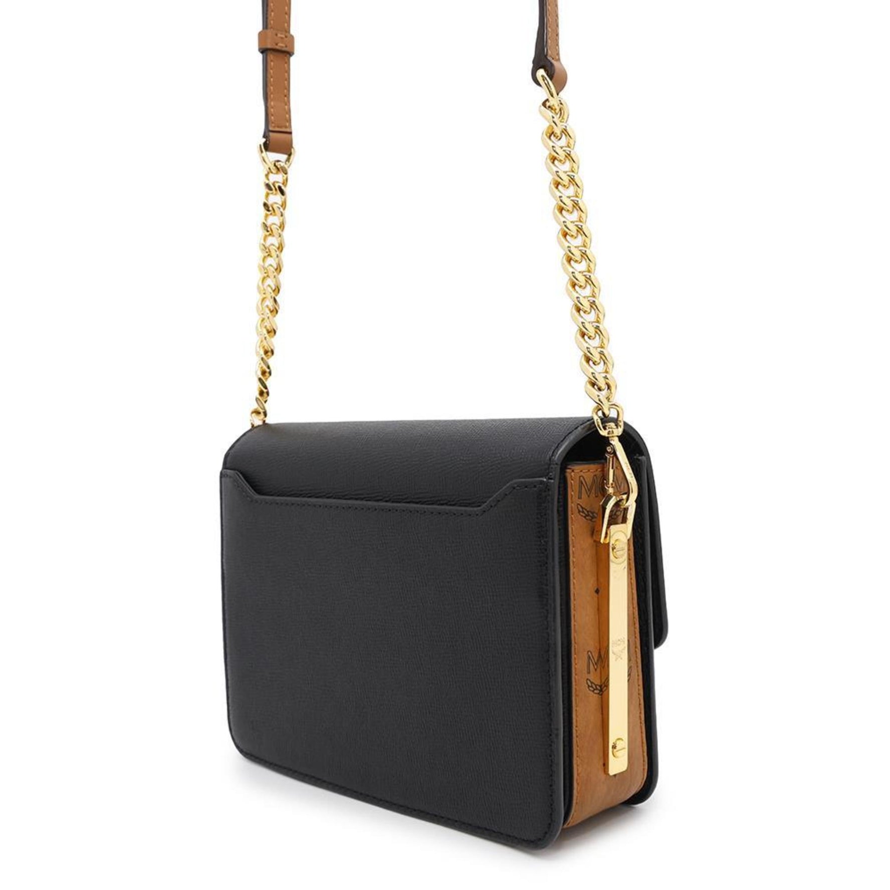 MCM Chain Shoulder Bag Visetos Leather Black