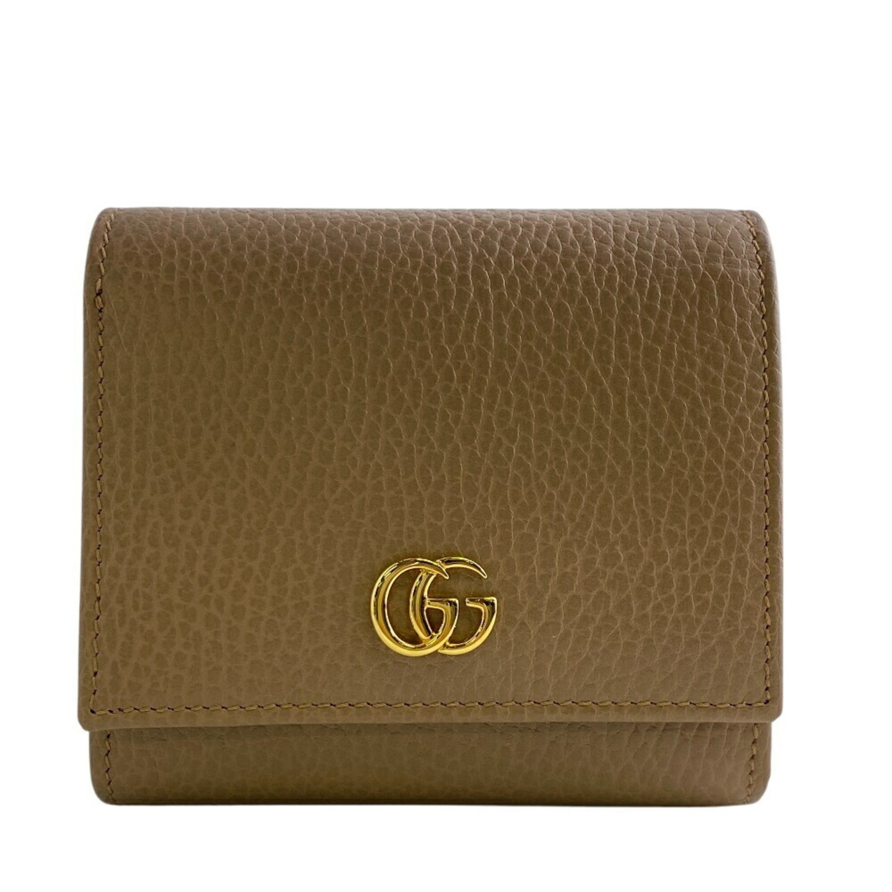 GUCCI GG Marmont Bi-fold Wallet Beige Women's