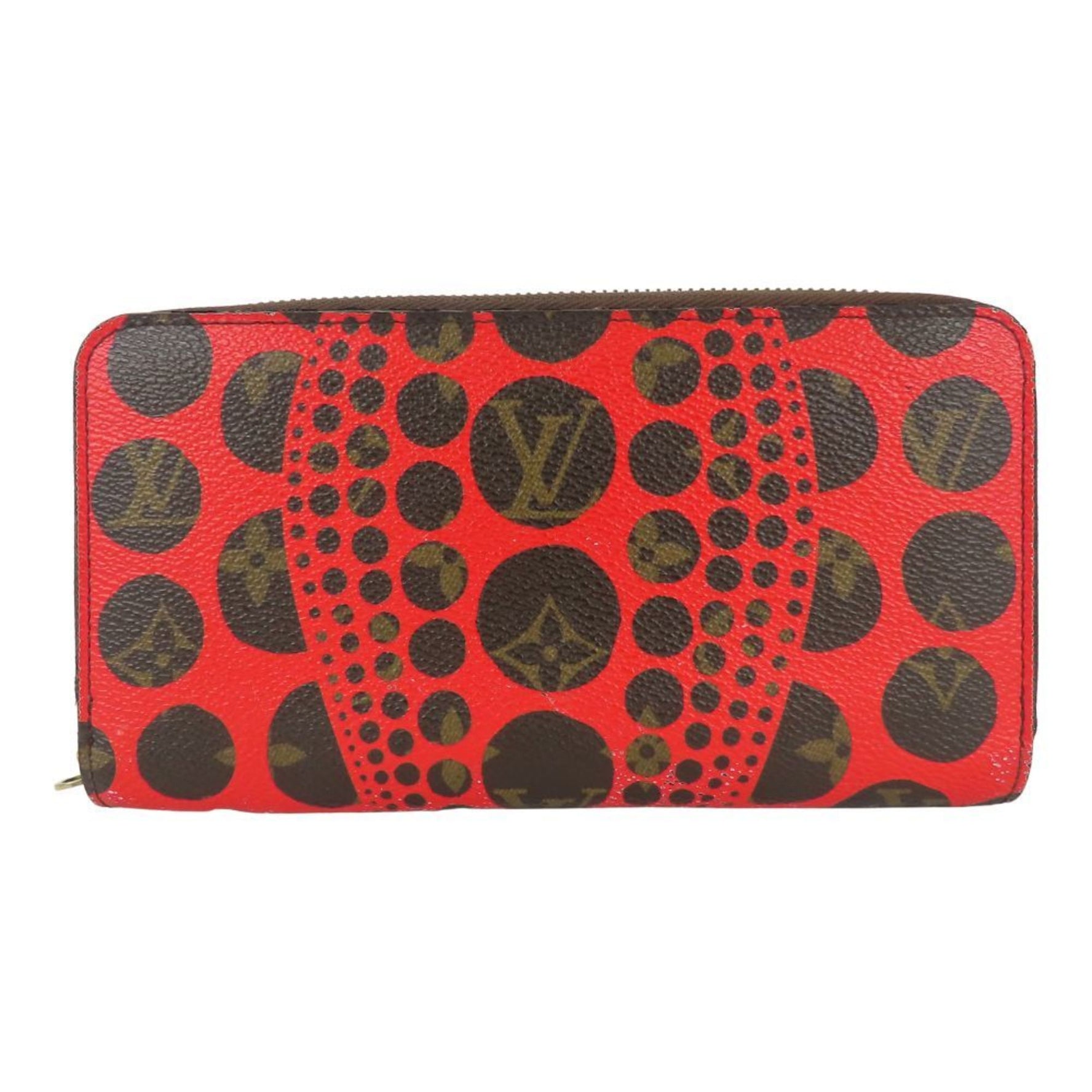 Louis Vuitton Round Zippy Wallet Yayoi Kusama Monogram Rouge Brown Pumpkin Dots LOUIS VUITTON