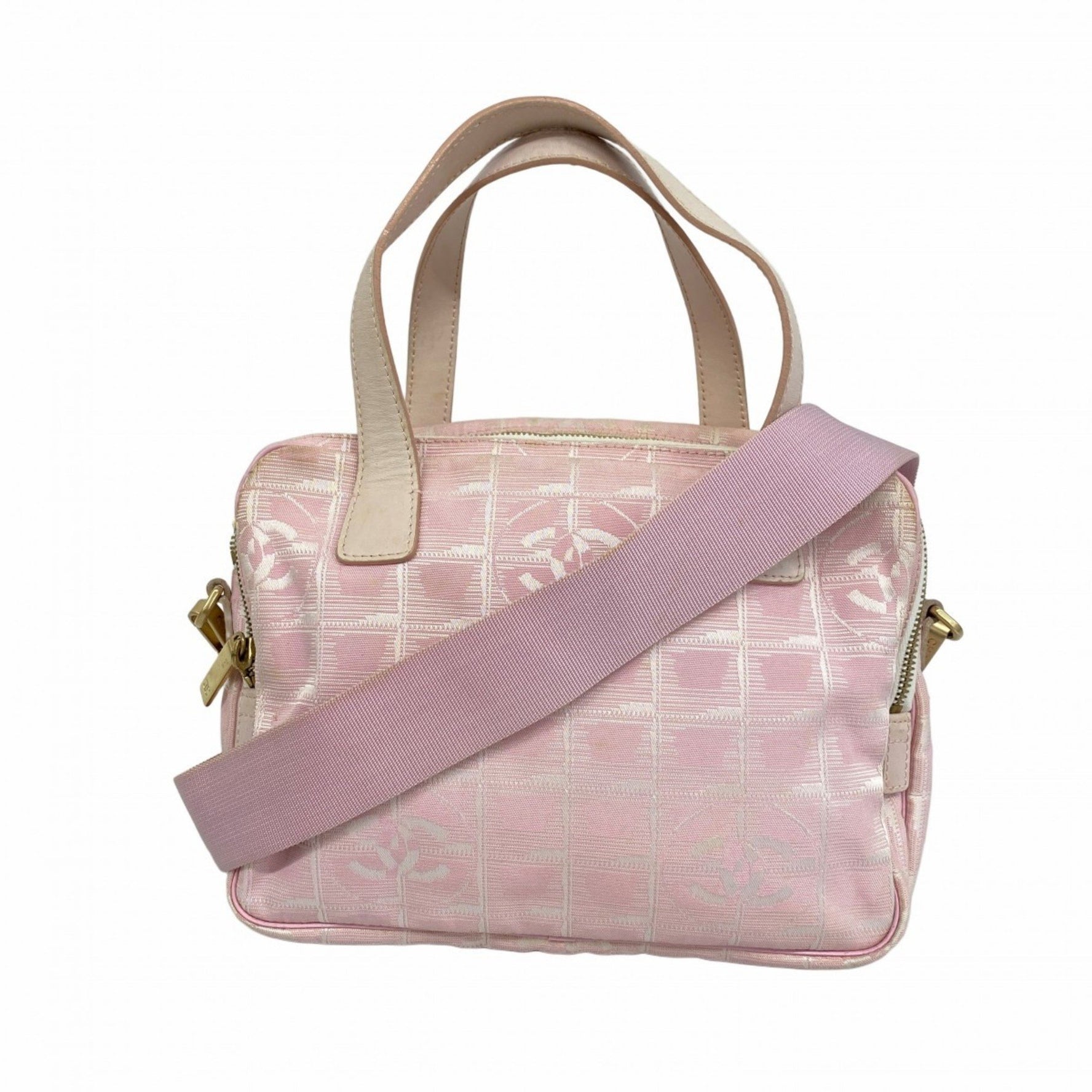 Chanel New Travel Nylon Handbag, Pink, Silver, Champagne, Bag