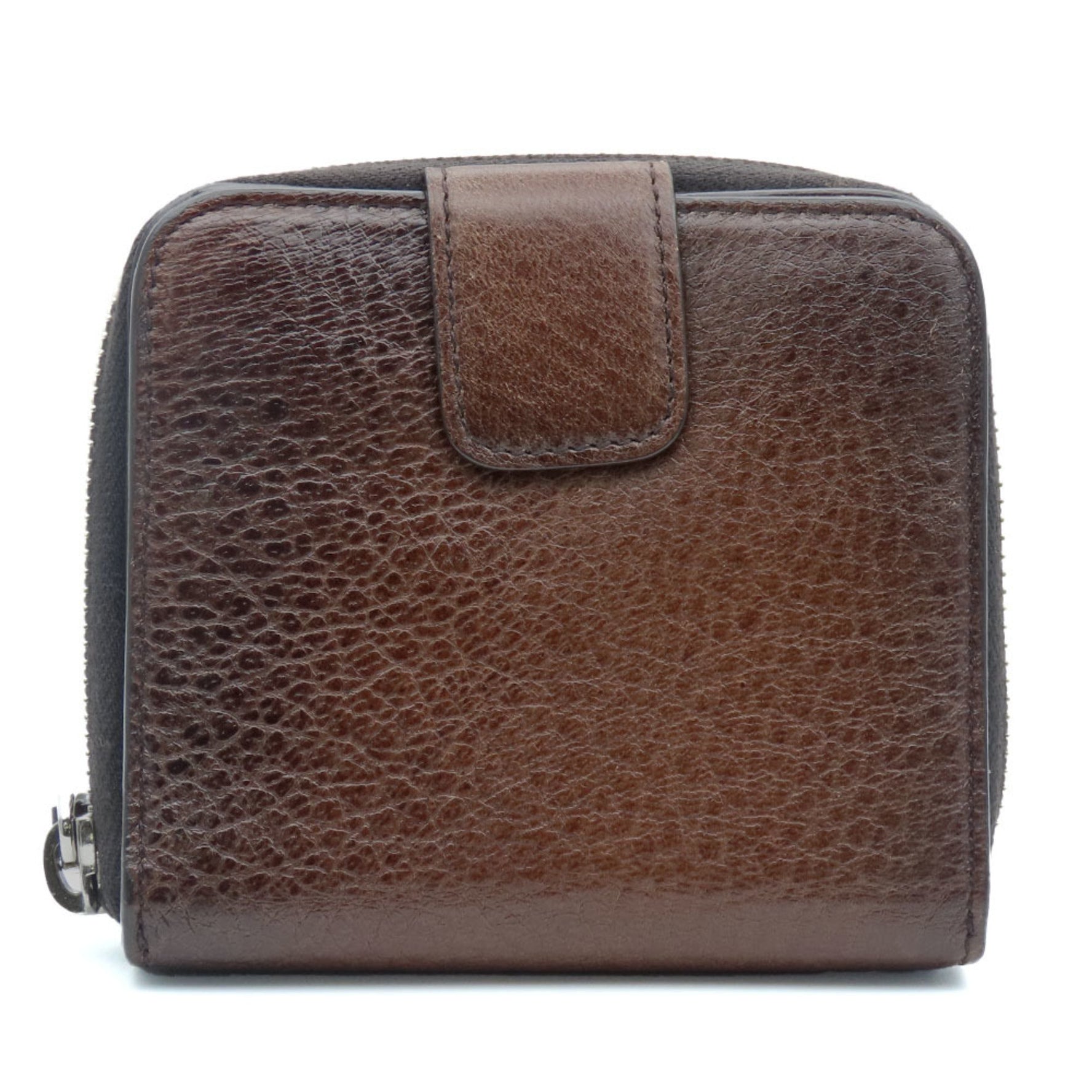 PRADA Bi-fold Wallet 1M0522 Leather CACAO Brown Compact Round Women's
