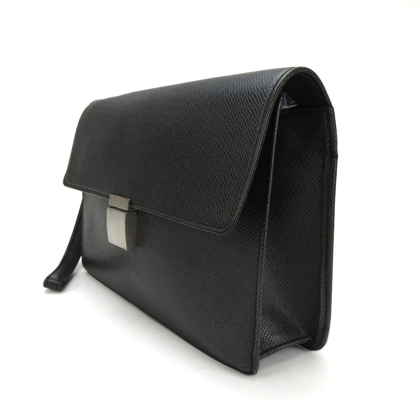 Louis Vuitton second bag clutch Selenga Taiga leather black LV