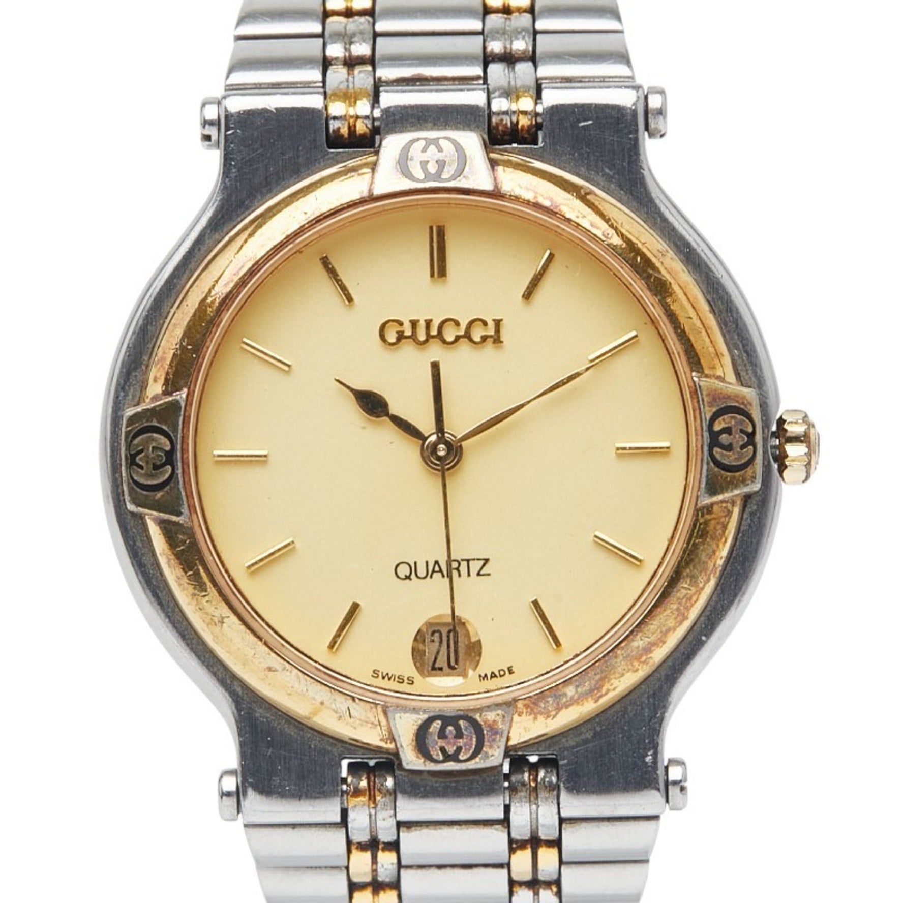 Gucci Watch, Quartz Gold Dial, Stainless Steel, Plated
