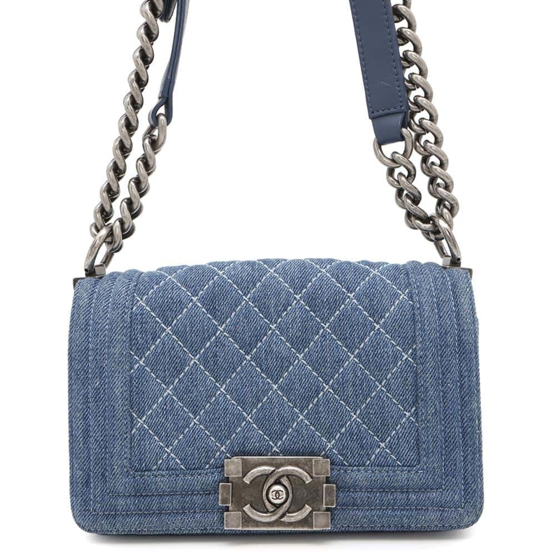 Chanel Chain Shoulder Bag Boy Coco Mark Denim