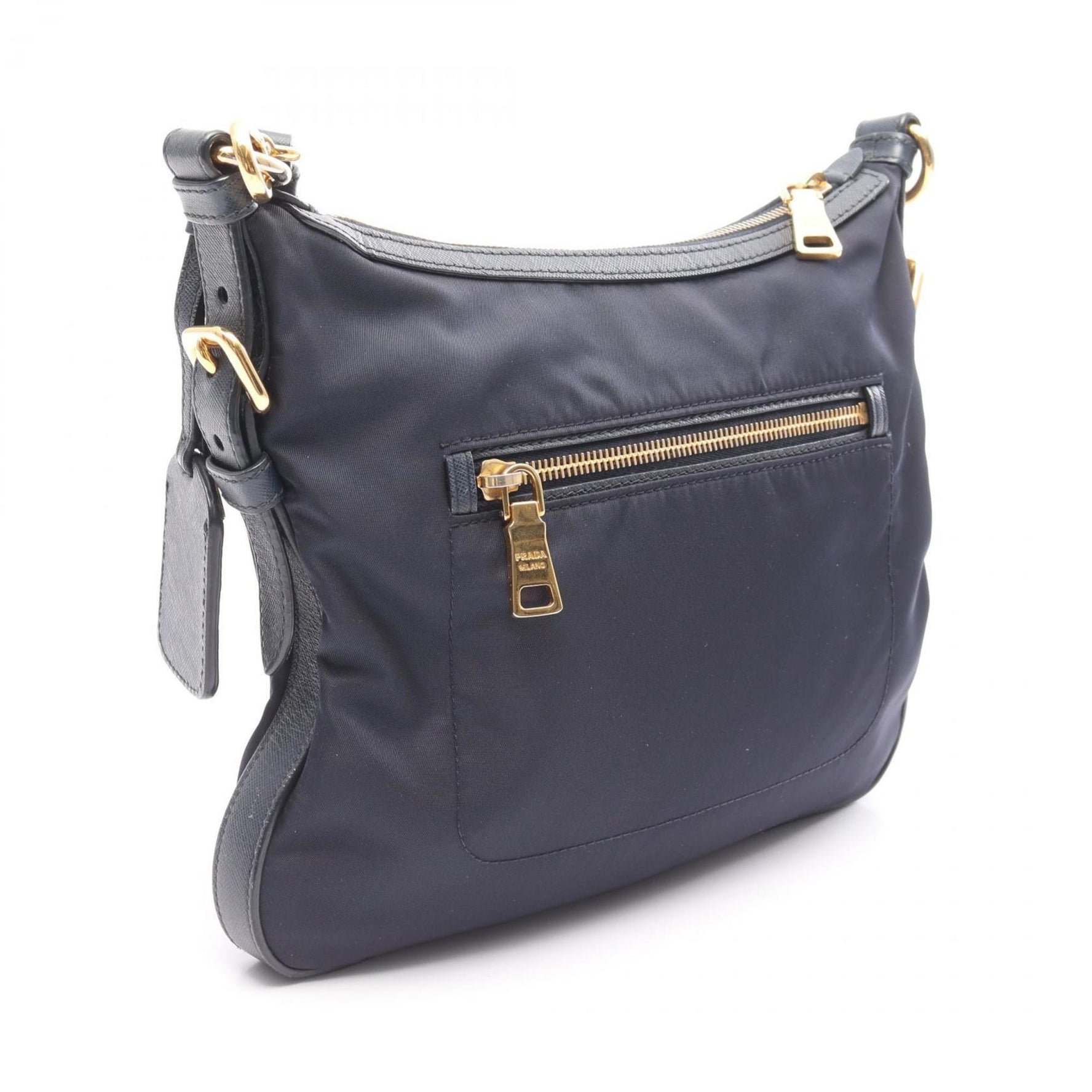 Prada TESSUTO+SAFFIAN Shoulder Bag in Nylon and Saffiano Leather, Blue