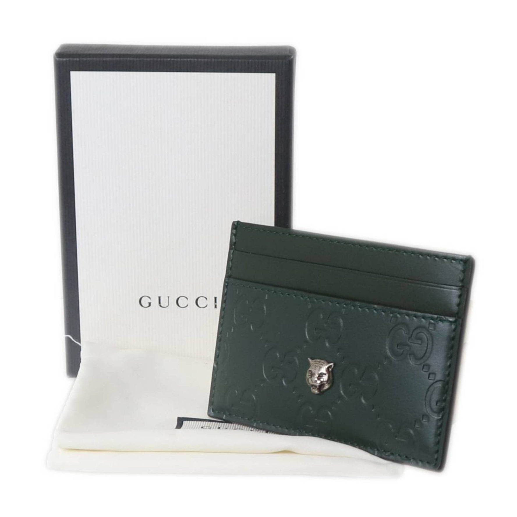 GUCCI Tiger Nettle Detail Card Case Guccissima