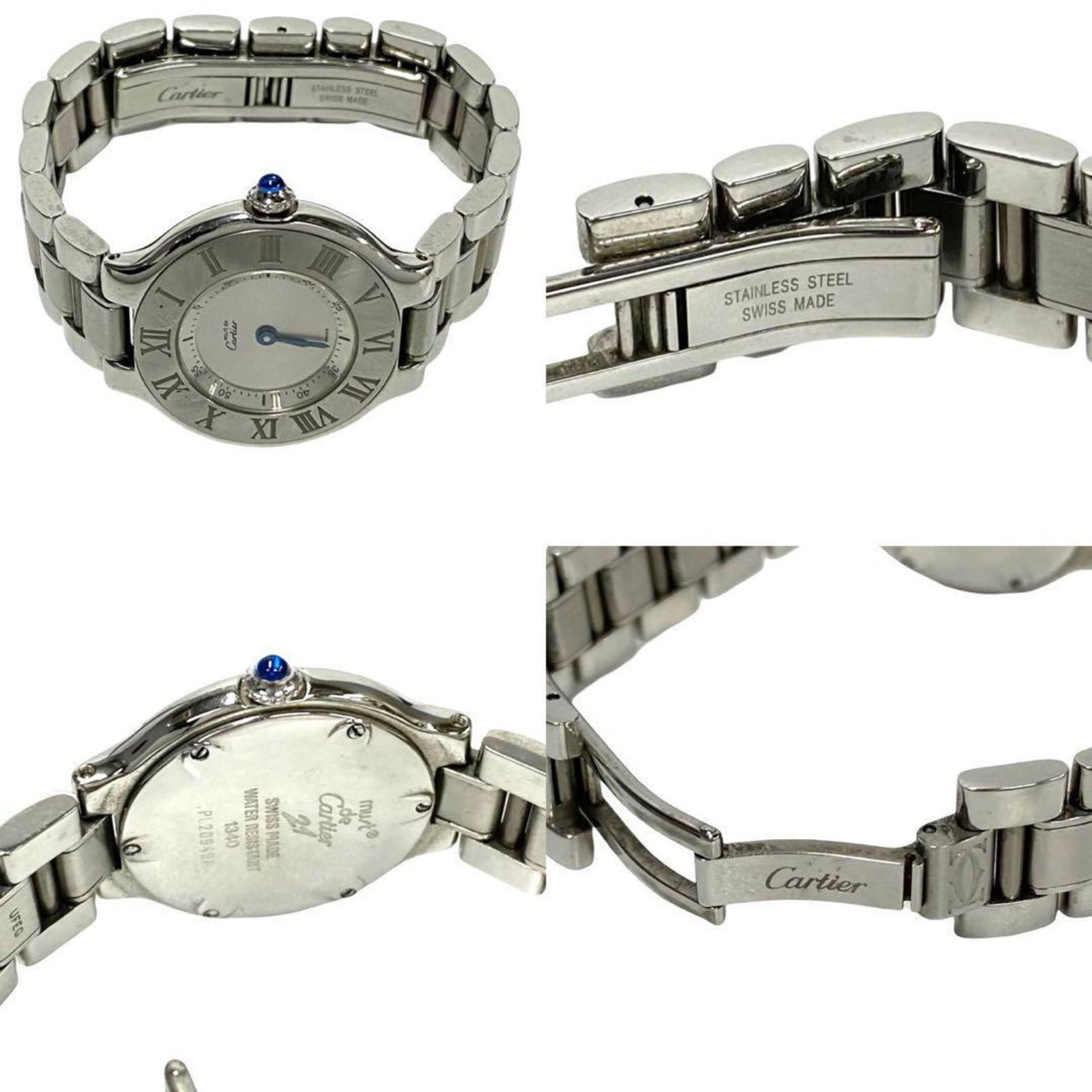 CARTIER Must 21 Logo Engraved Stainless Steel Quartz Wristwatch, Silver