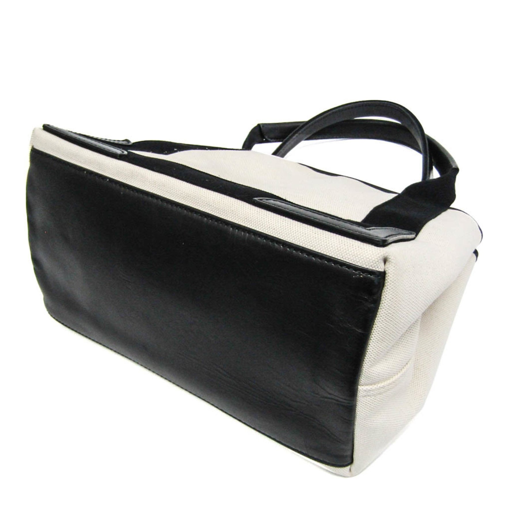 Balenciaga Navy Cabas S Women's Canvas,Leather Handbag Black,Off-white