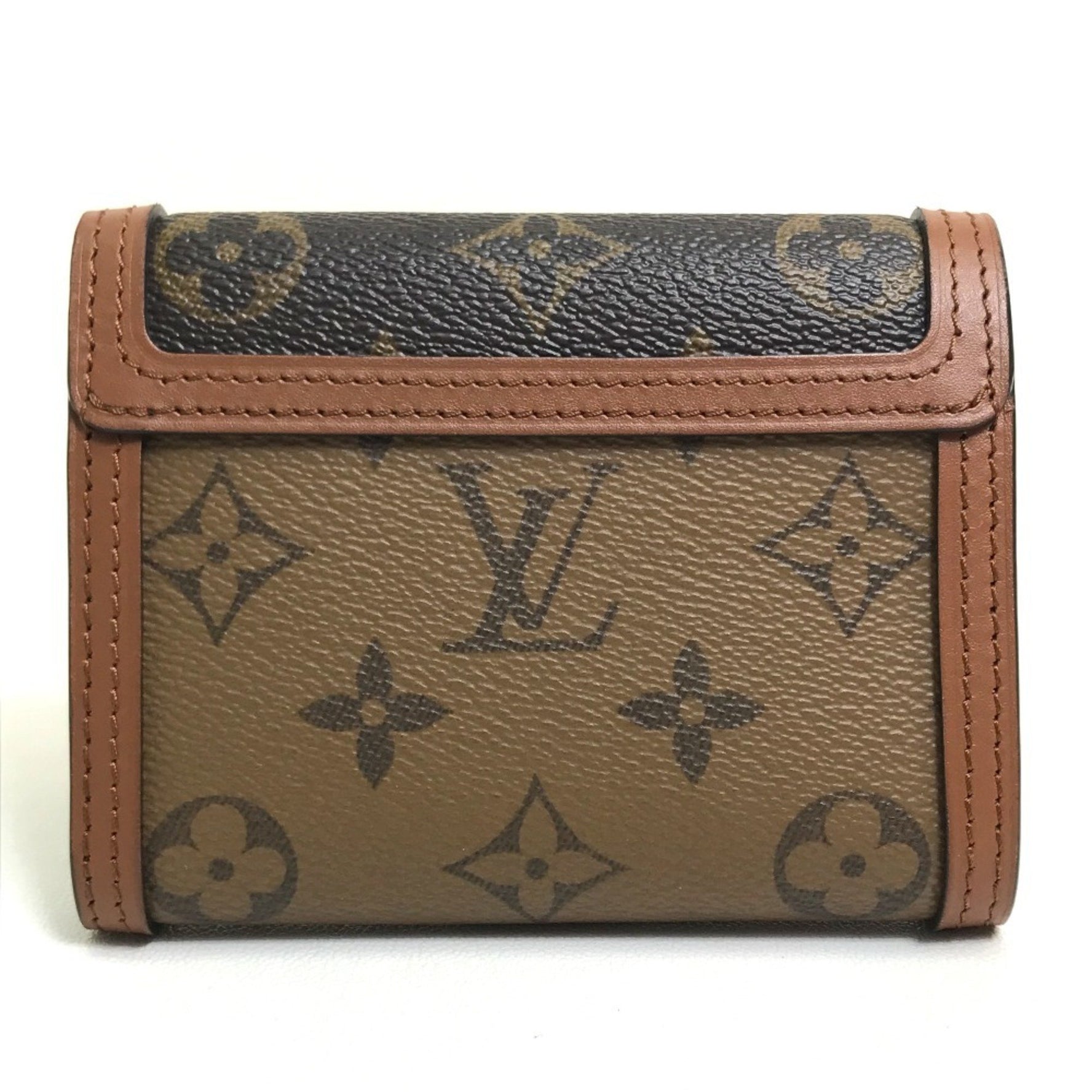 Louis Vuitton Monogram Reverse Portefeuille Dauphine Compact Trifold Wallet in Canvas, Brown