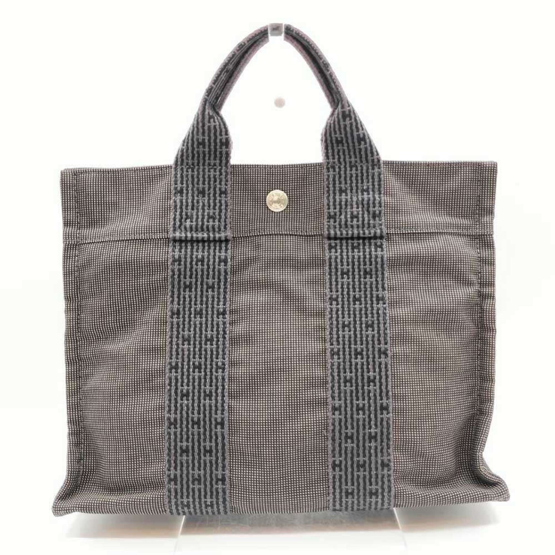 Hermes Air Line Tote PM Grey Canvas Handbag Bag