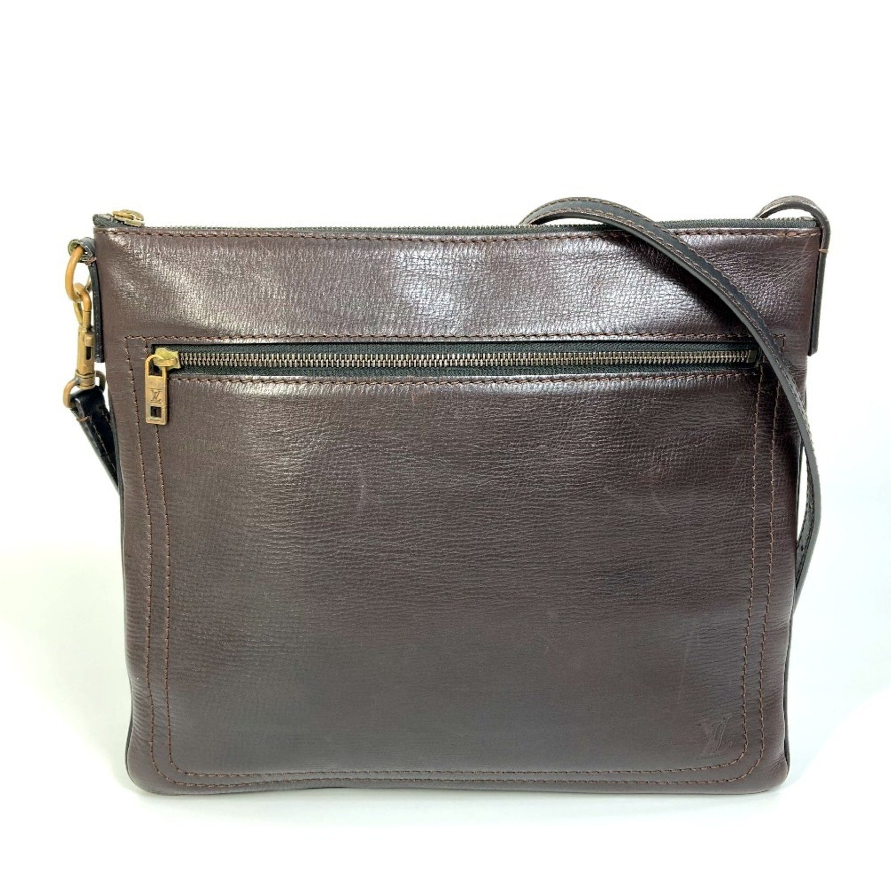 LOUIS VUITTON M93453 Utah Pochette Shawnee MM Shoulder Bag in Leather, Cafe Brown