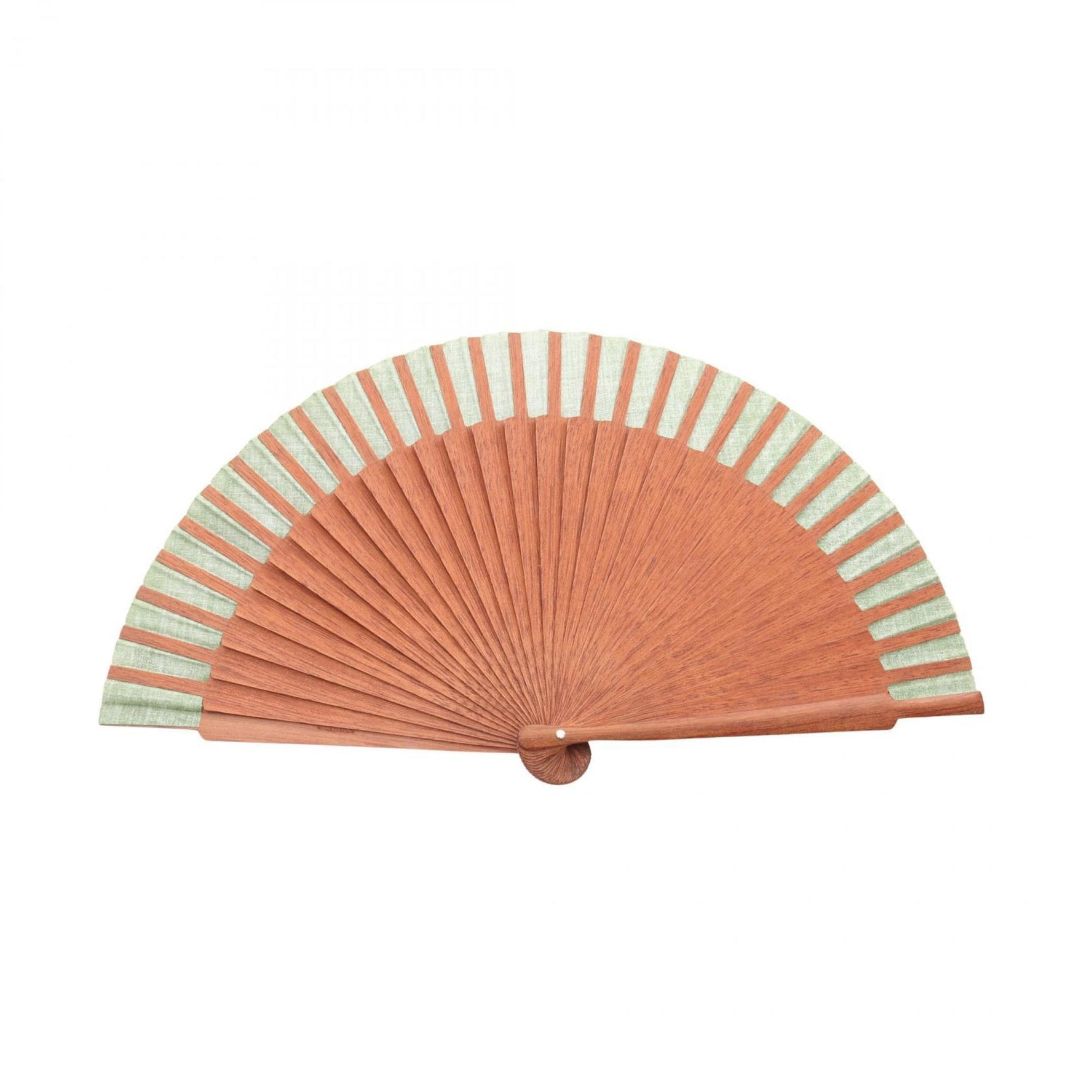 LOEWE Anagram Folding Fan, Wood and Fabric, Brown Green