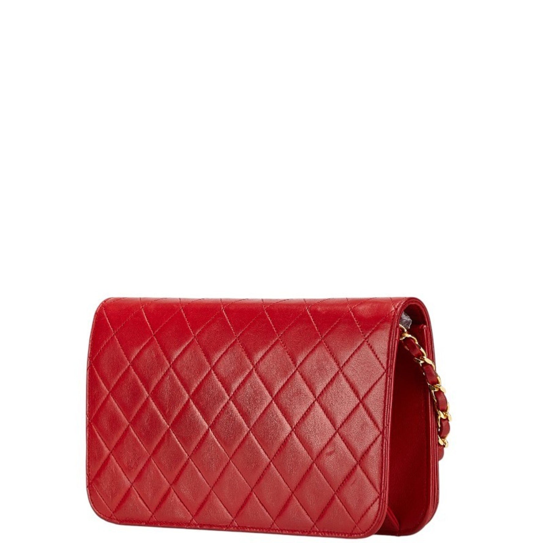 CHANEL Coco Mark Matelasse Chain Shoulder Bag in Red Lambskin