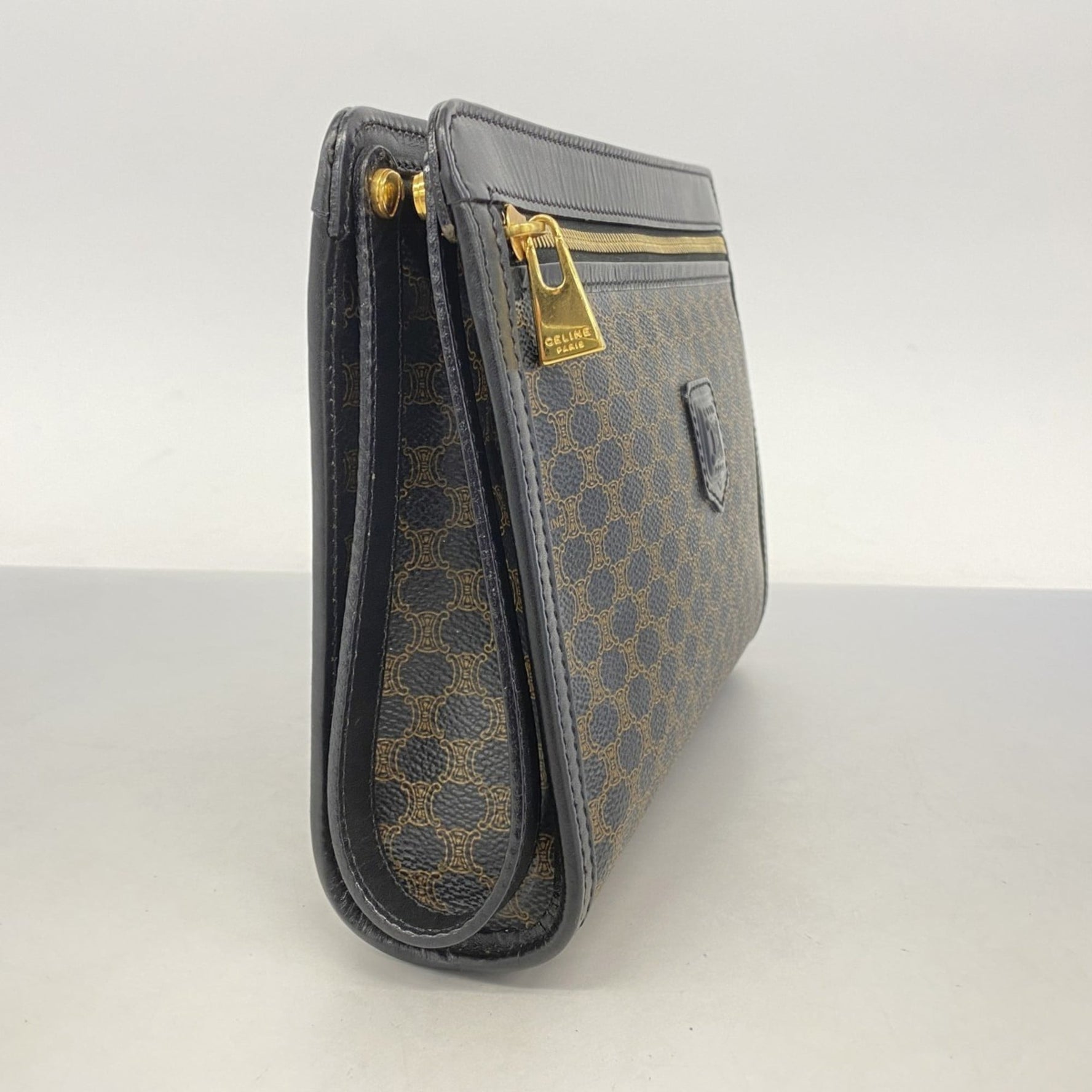 Celine Clutch Bag Macadam Black Brown