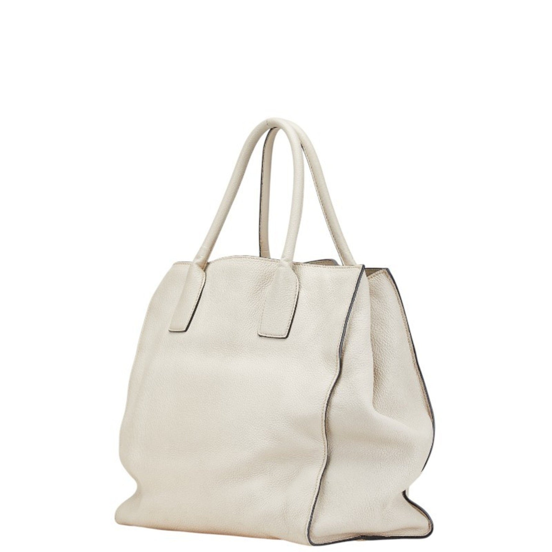 Prada Triangle Logo Plate Tote Bag Shoulder Leather