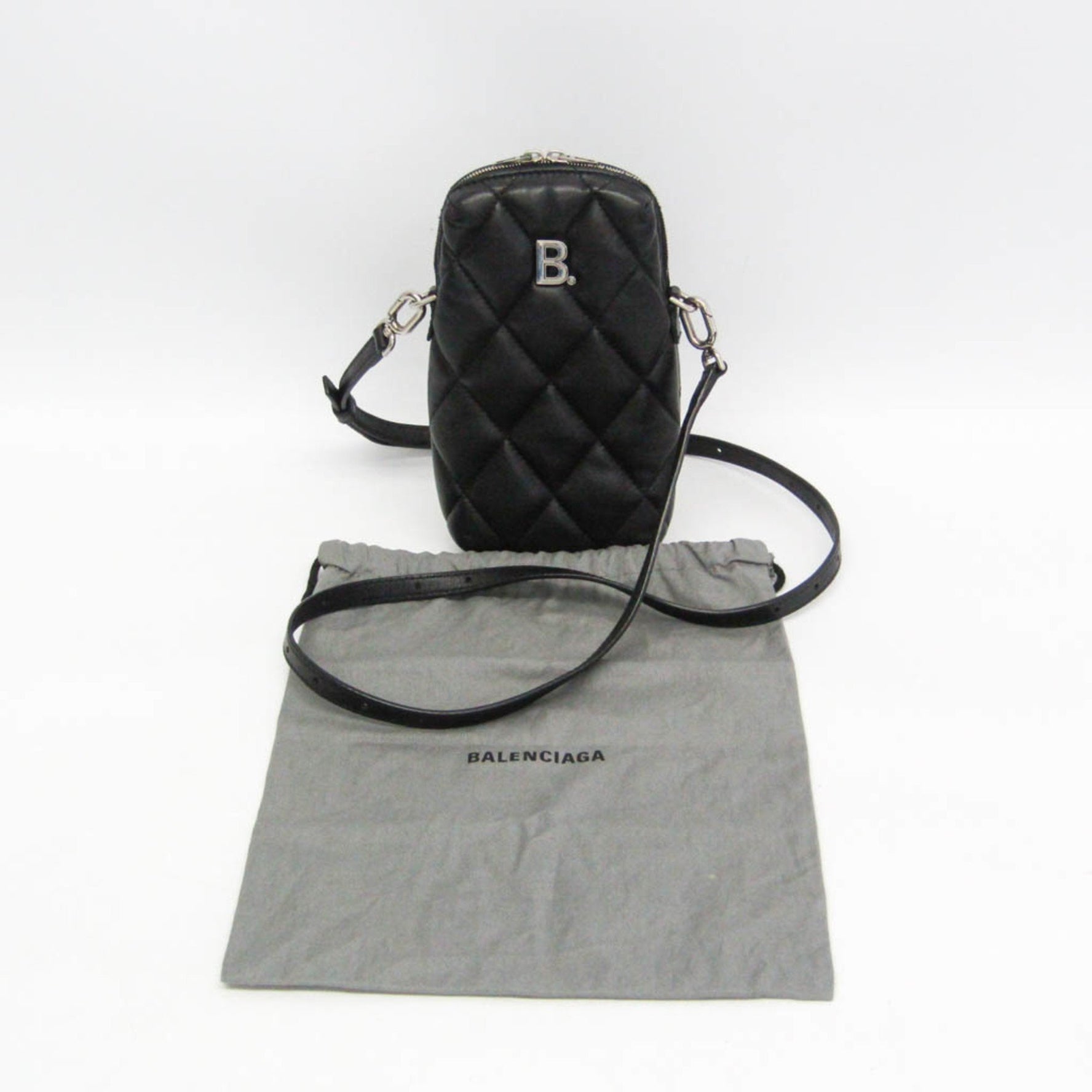 Balenciaga Touch Puffy Phone Pouch Men,Women Leather Pouch,Shoulder Bag Black