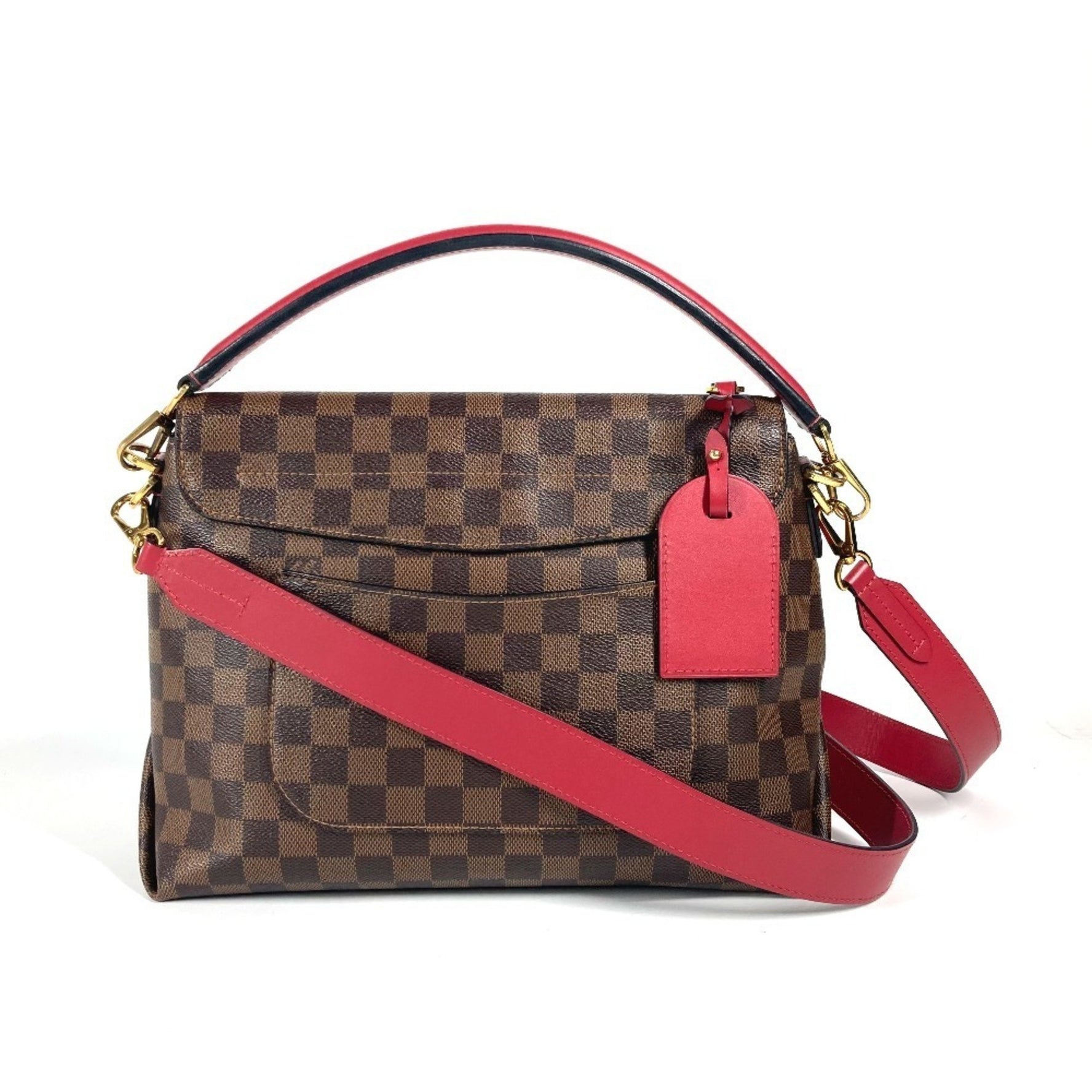Louis Vuitton Damier Bobur Scarlet Tote Bag Shoulder Handbag Canvas Ebene Brown