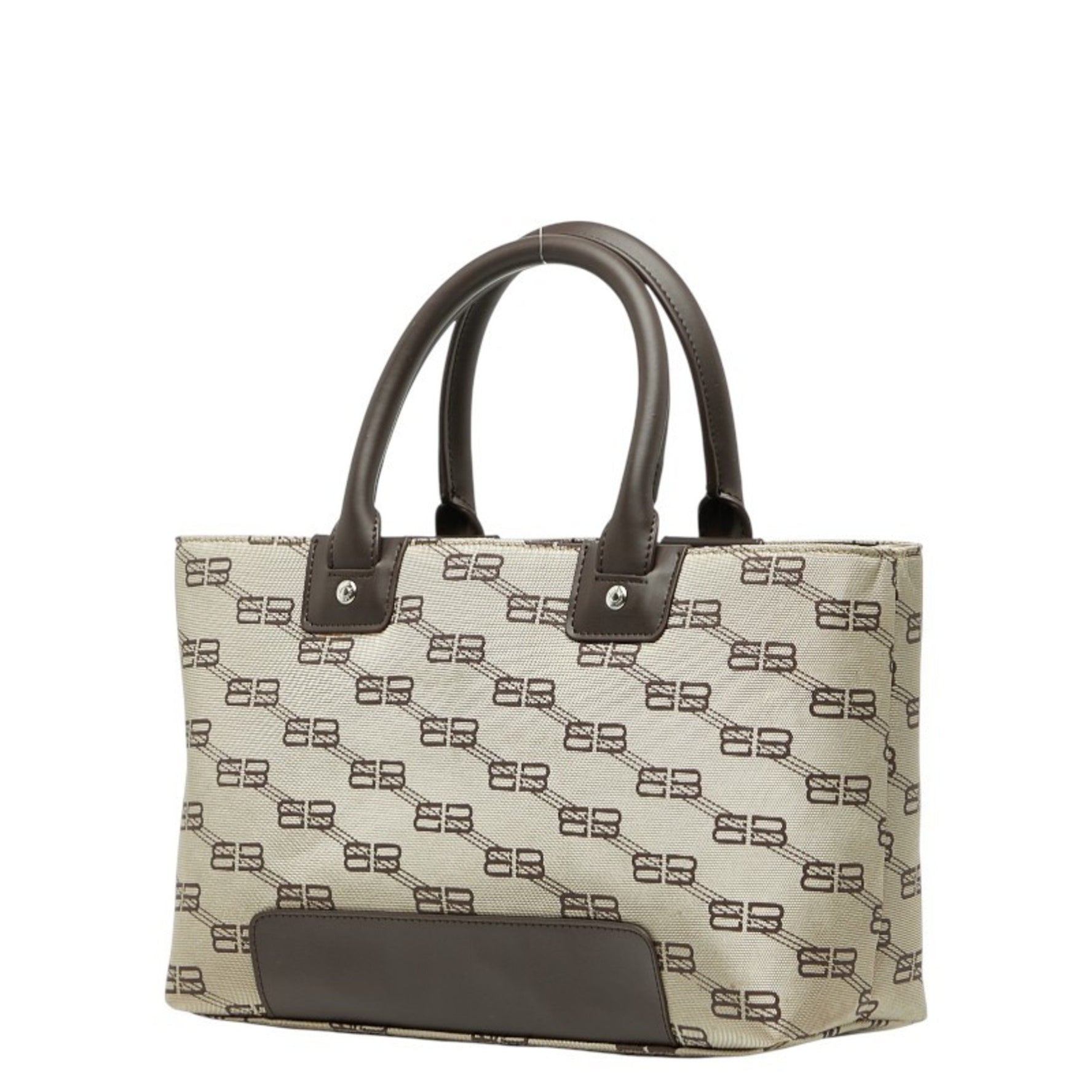 Balenciaga BB logo handbag tote bag in beige and brown canvas leather.