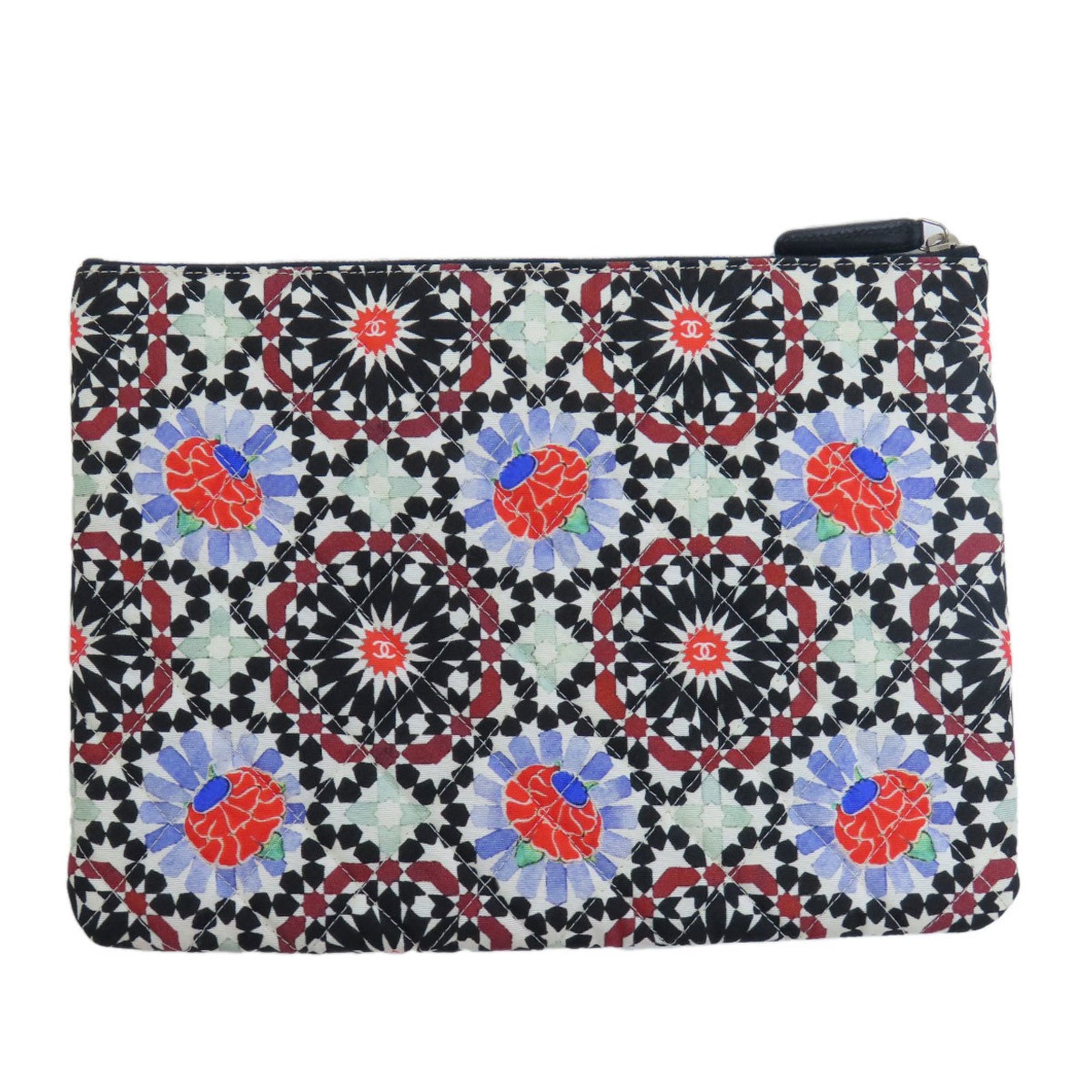 Chanel A82074 Coco Mark Flower Motif Pouch Canvas Women's CHANEL