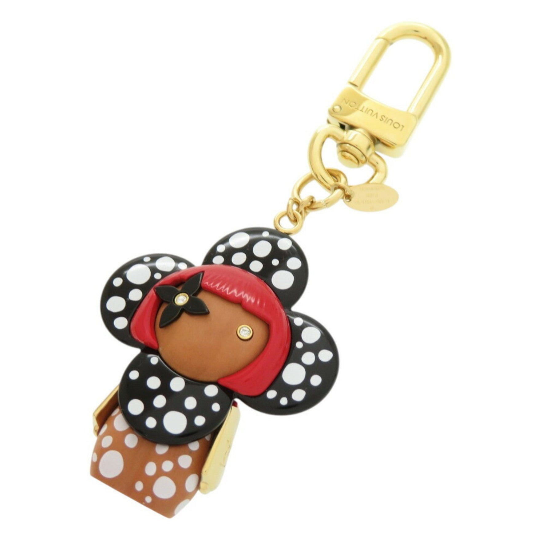 Louis Vuitton Like new LV x YK Porte-Clés Vivienne Dot Keychain with Yayoi Kusama design, Black and White, 0268