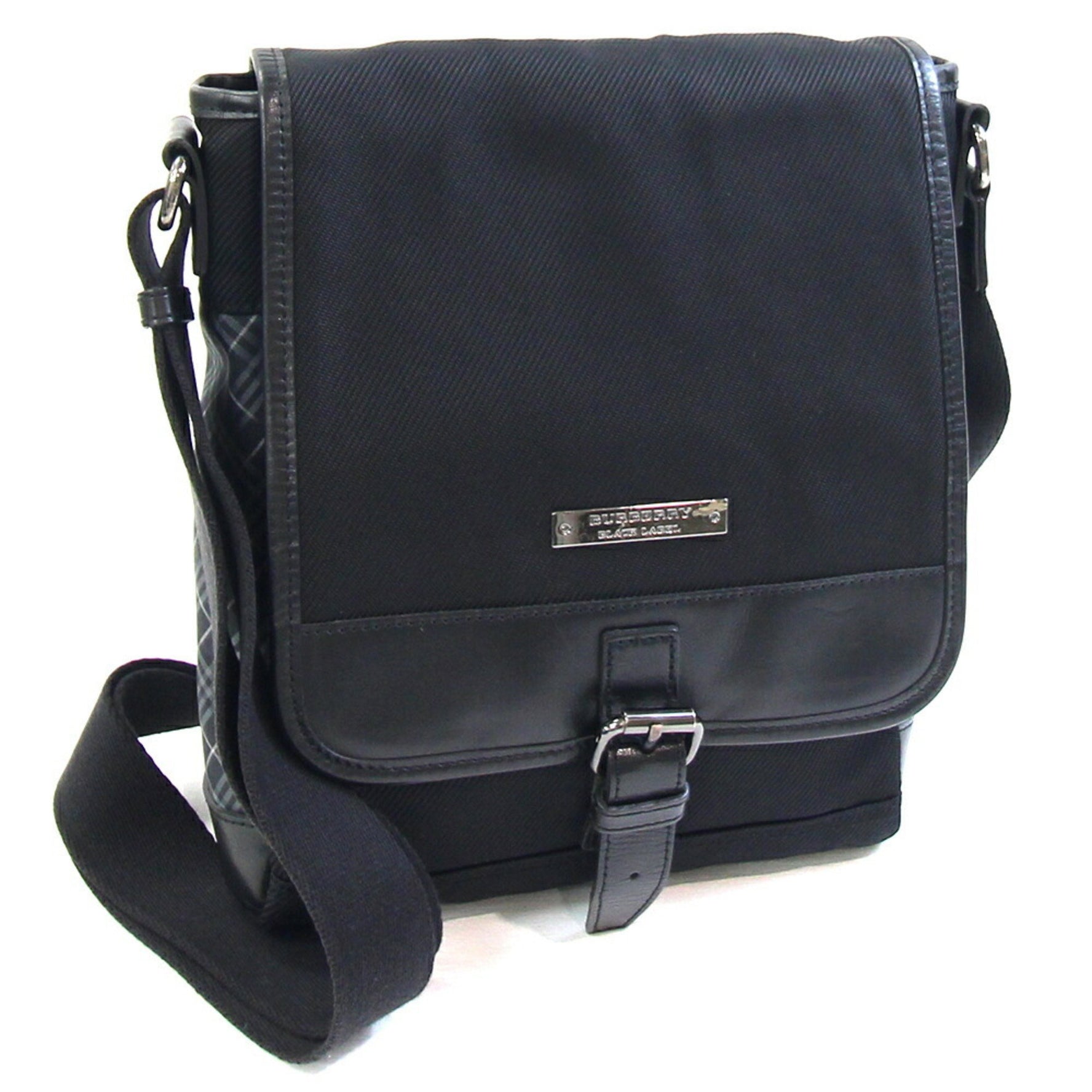 Burberry Black Label Shoulder Bag in and Gray with Nylon Canvas Leather Crossbody Check Design .