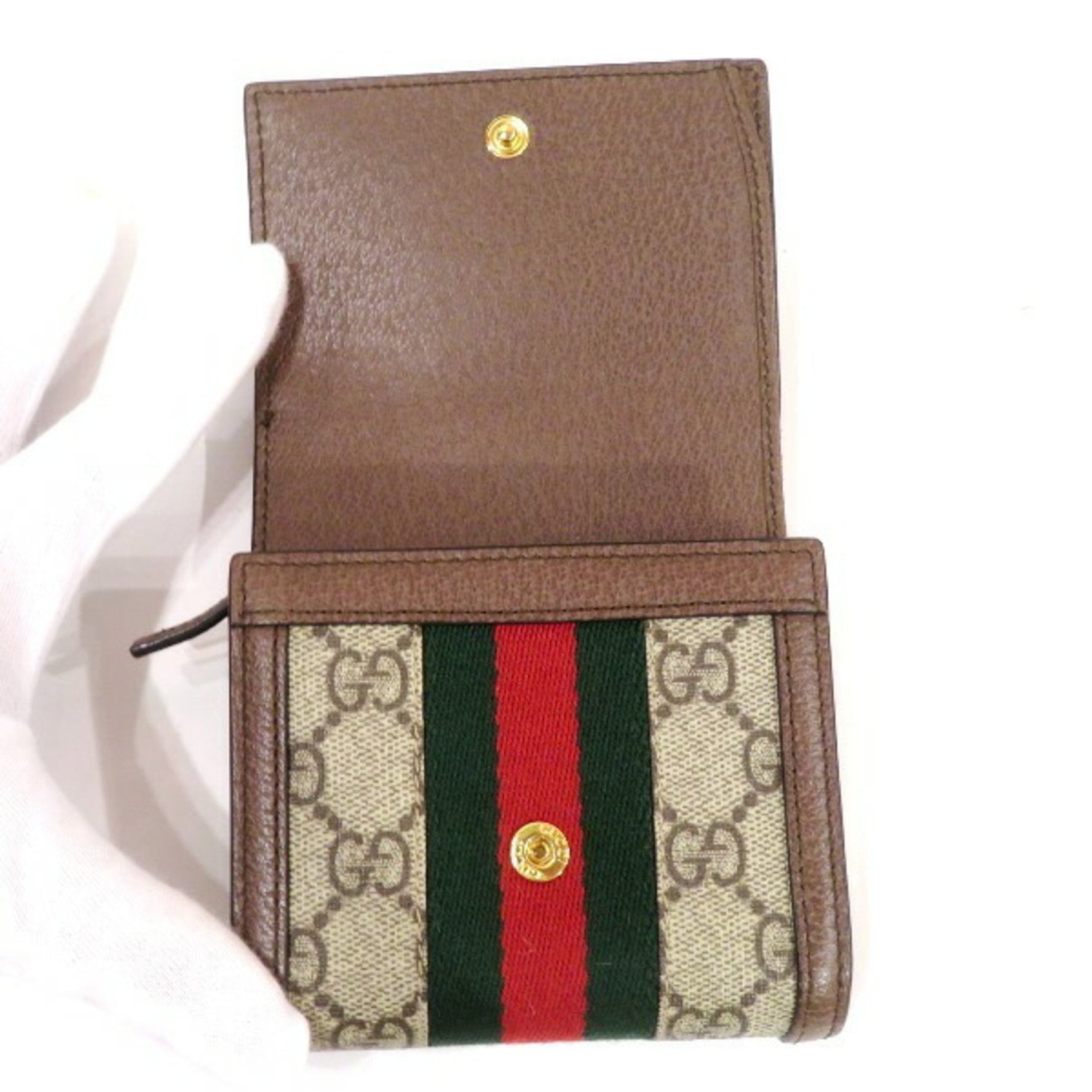 GUCCI Offdia Shelly Line GG Supreme Bi-fold Wallet for Women