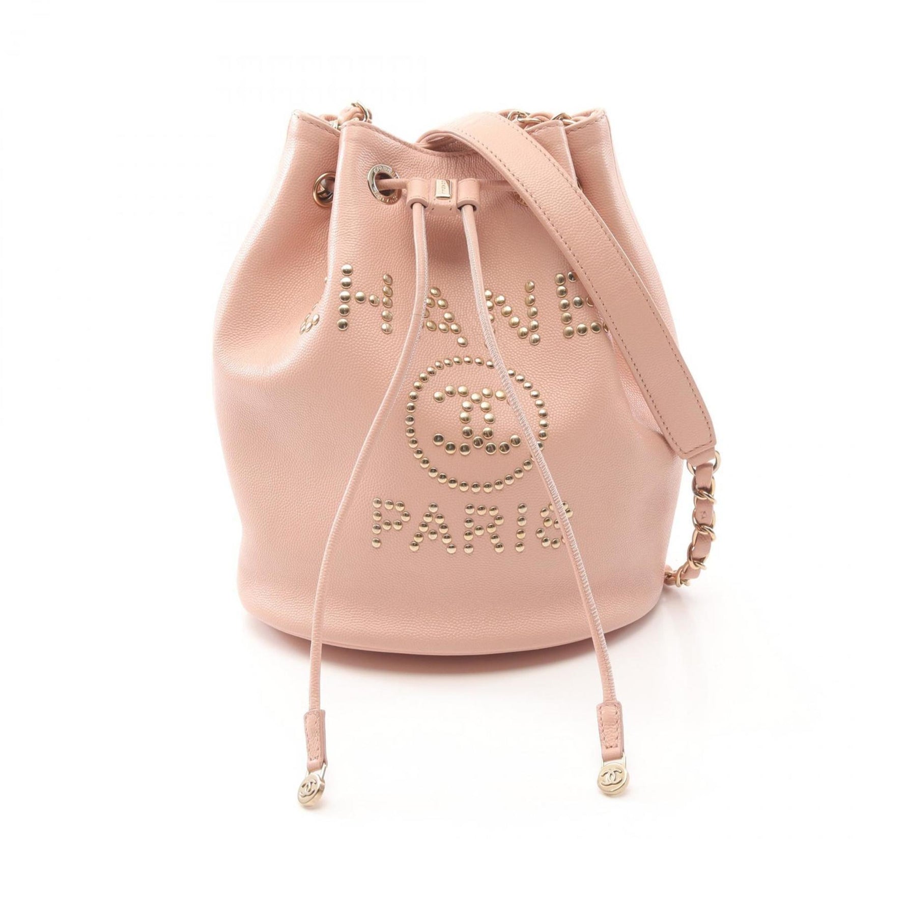 CHANEL Deauville Studded Shoulder Bag Calfskin (Cowhide)