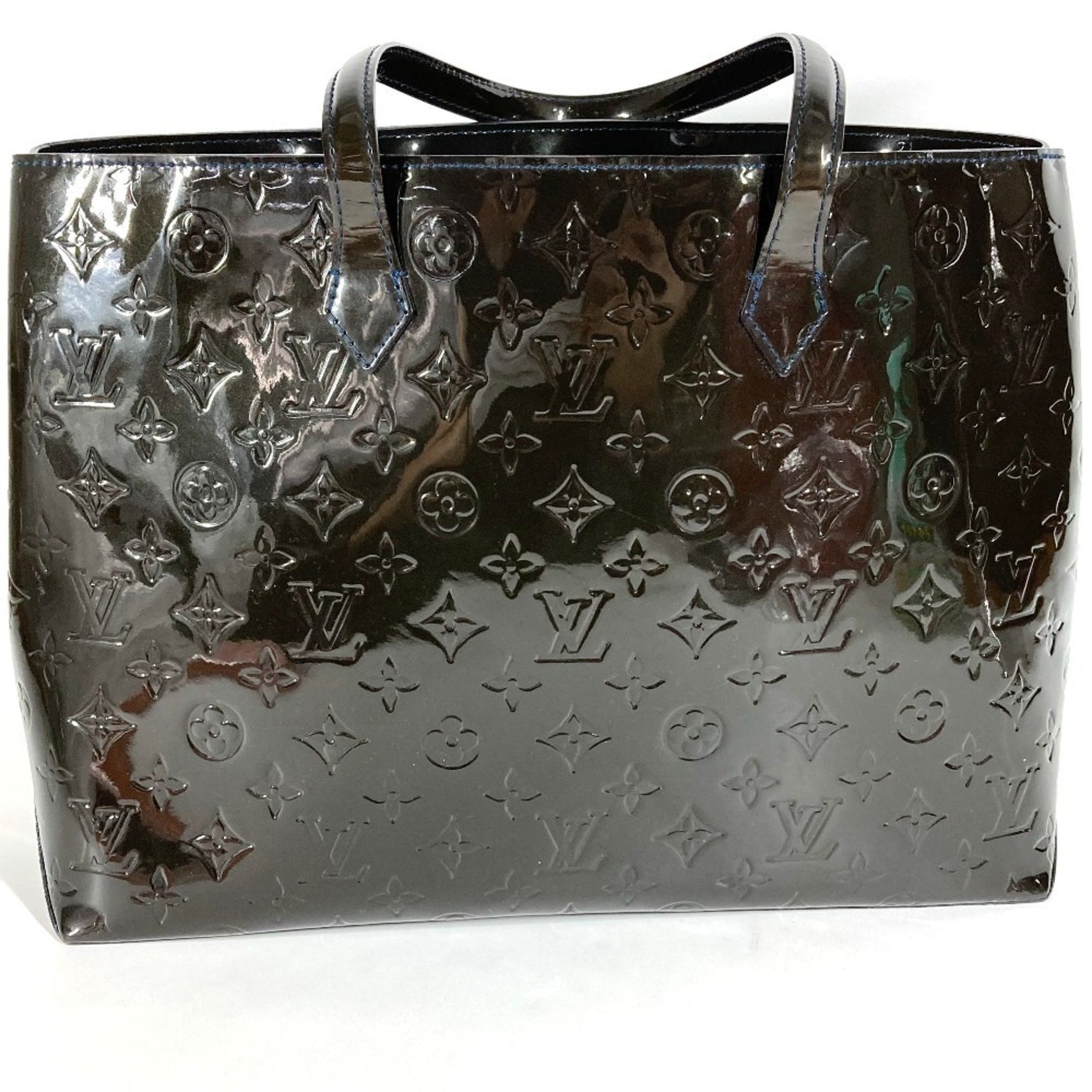 LOUIS VUITTON Monogram Vernis Wilshire MM Tote Bag/Shoulder Bag, Vernis, Blue Infini, Navy