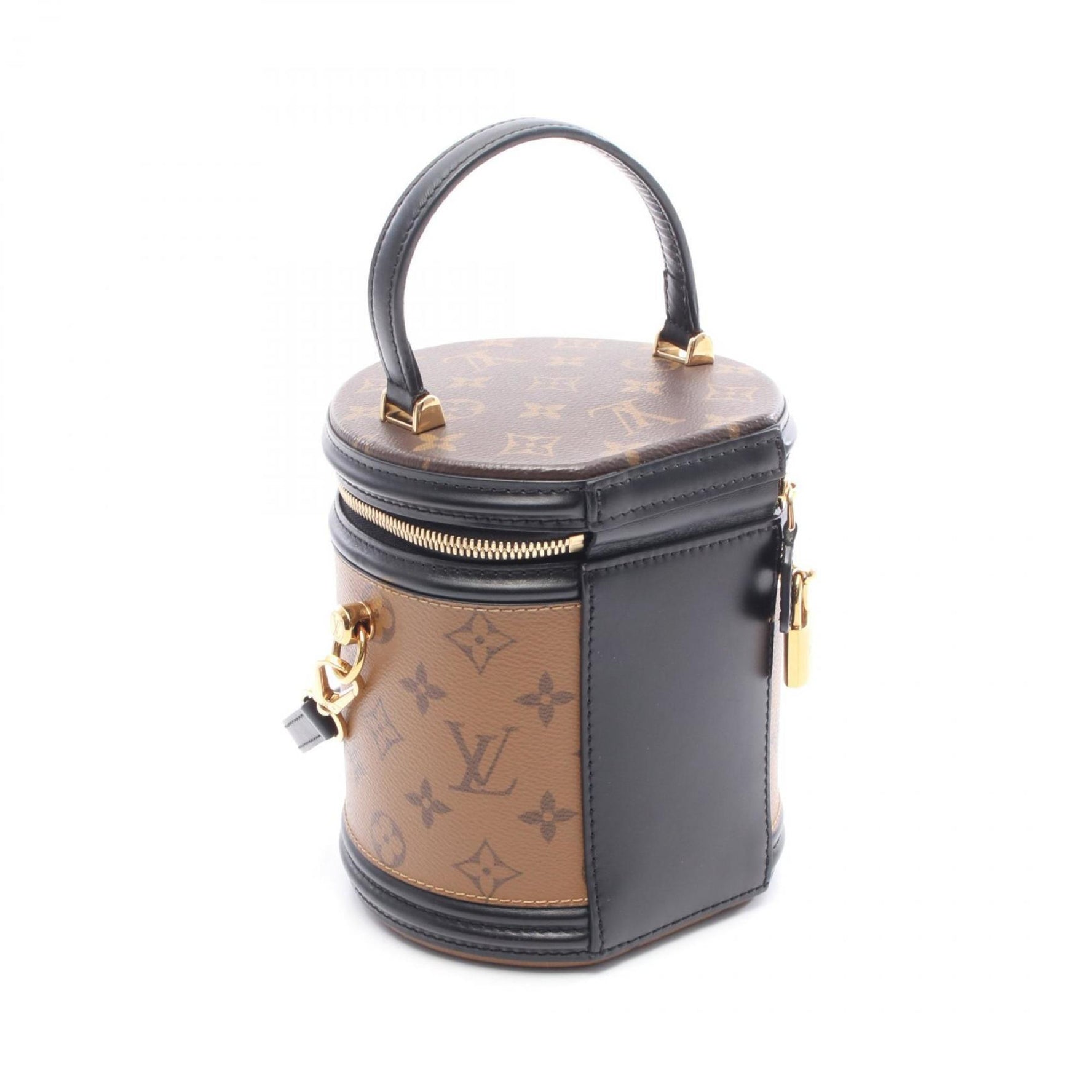 Louis Vuitton Cannes Handbag, Coated Canvas and Leather, Monogram Reverse, Brown Black