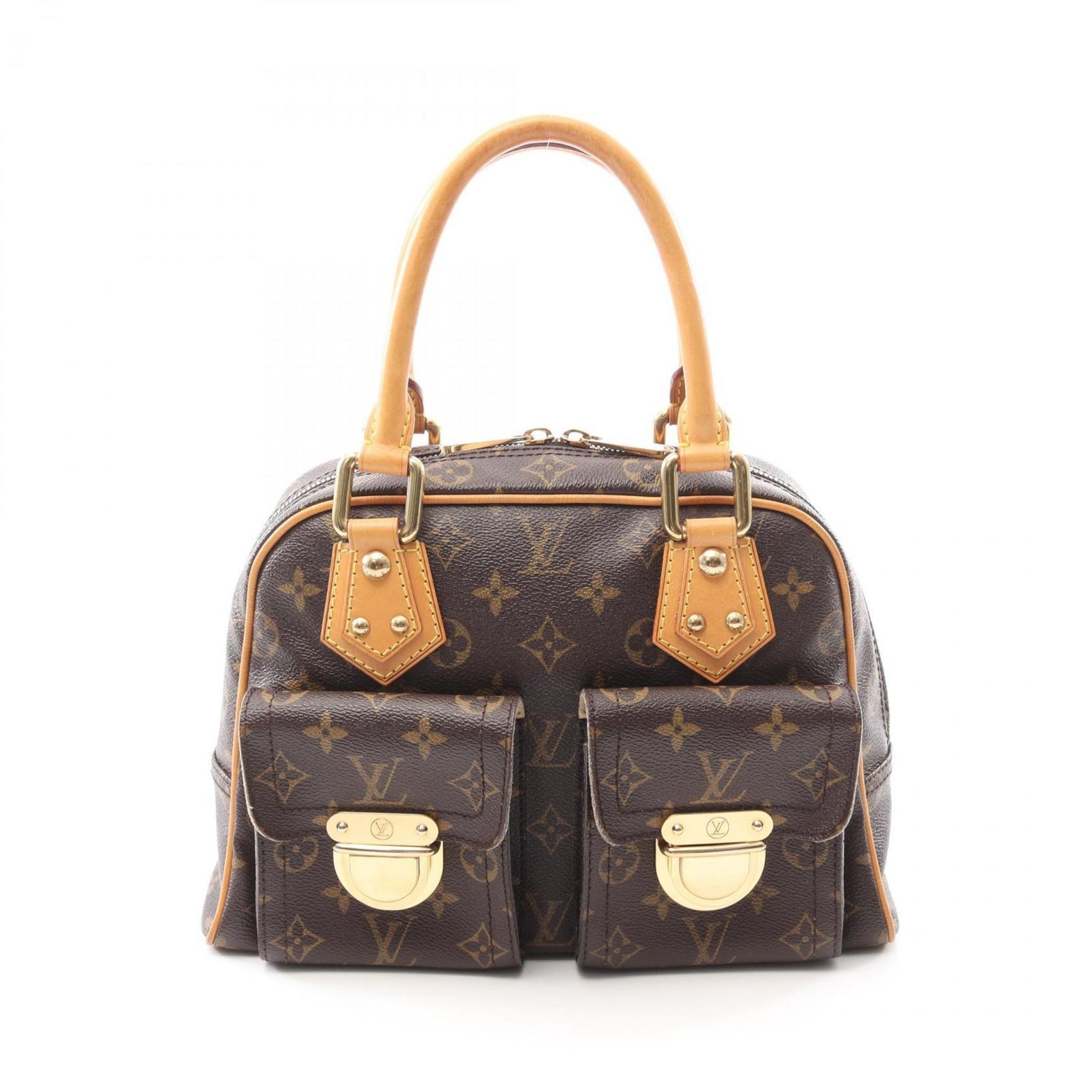 Louis Vuitton Manhattan PM Handbag, Coated Canvas and Leather, Monogram, Brown