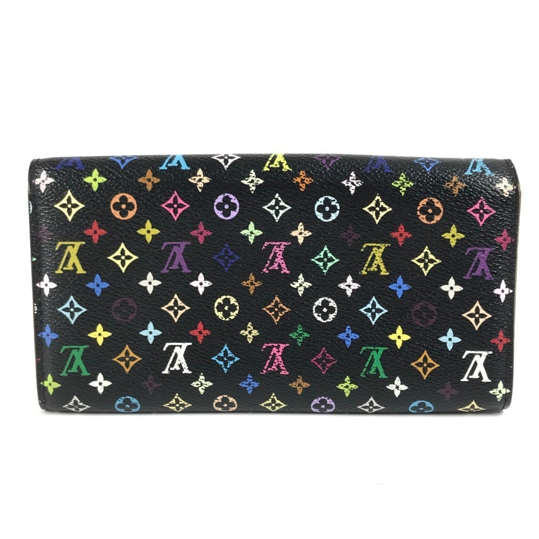 LOUIS VUITTON Monogram Multicolore Portefeuille Sarah Wallet, Flap Long Canvas, Noir, Black