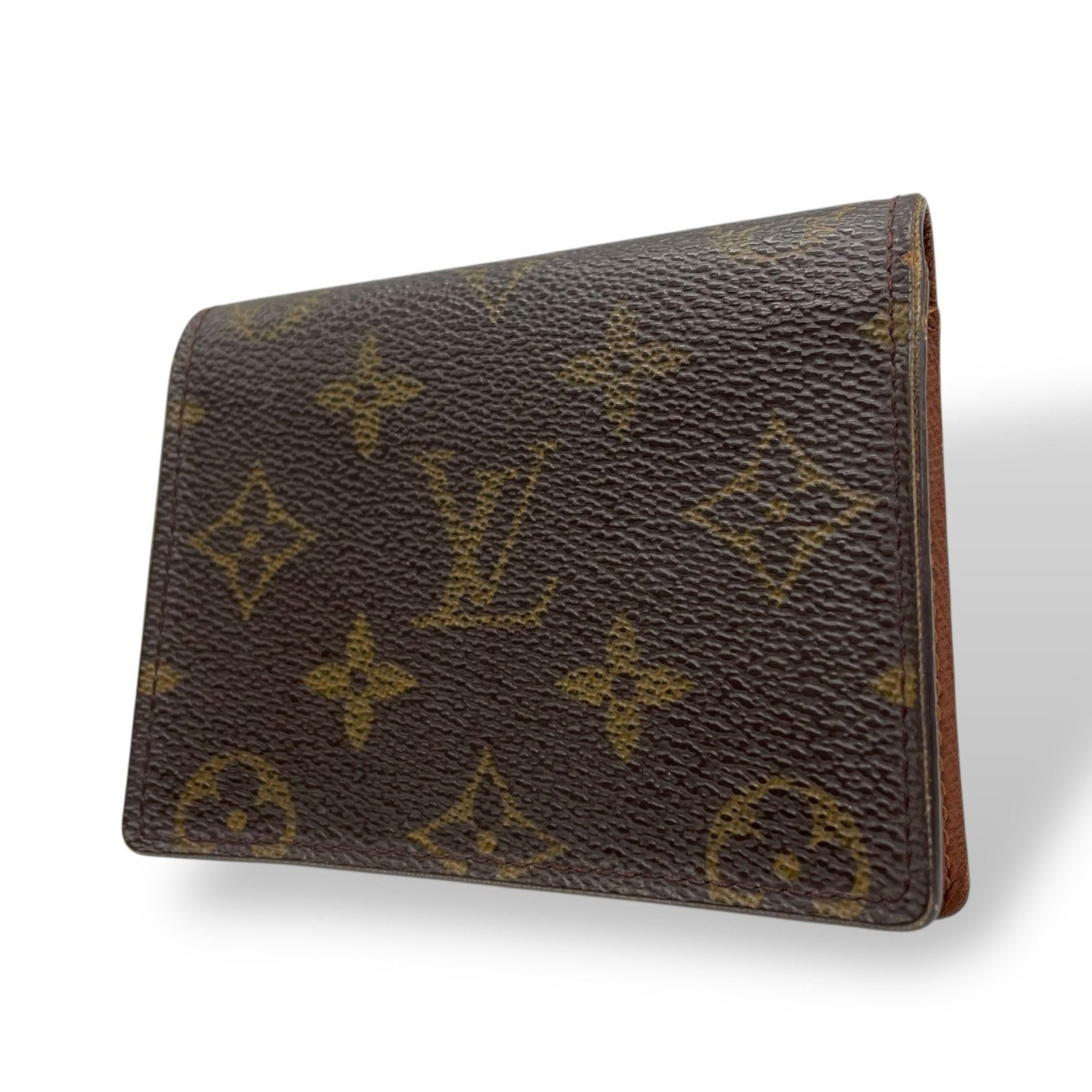 Louis Vuitton Japan Sangapur Monogram Bifold Business Card Case/Card Case/Pass Case Leather with Gold Hardware Men's and