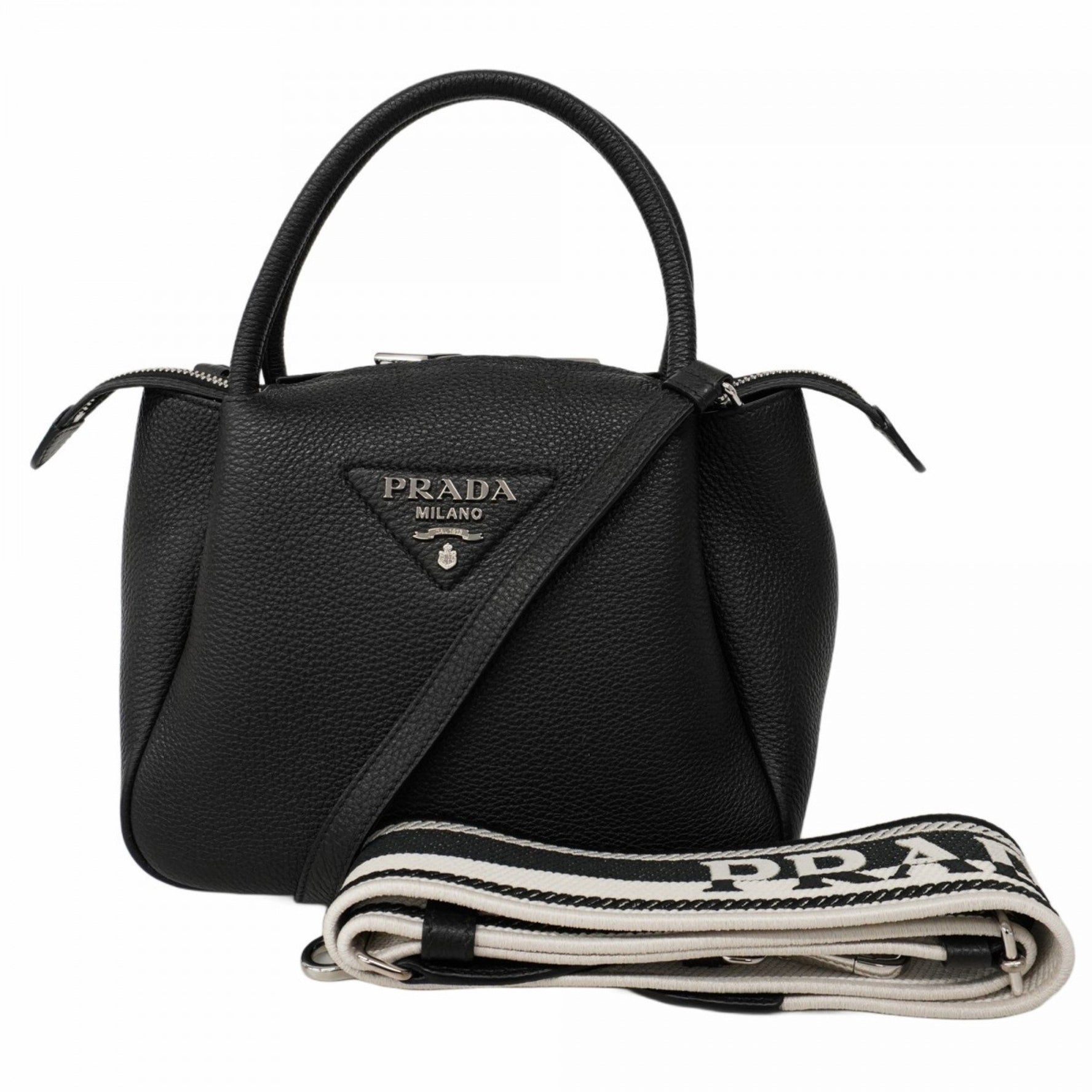 Prada Flue Vitello Dino Leather Handbag in Bag