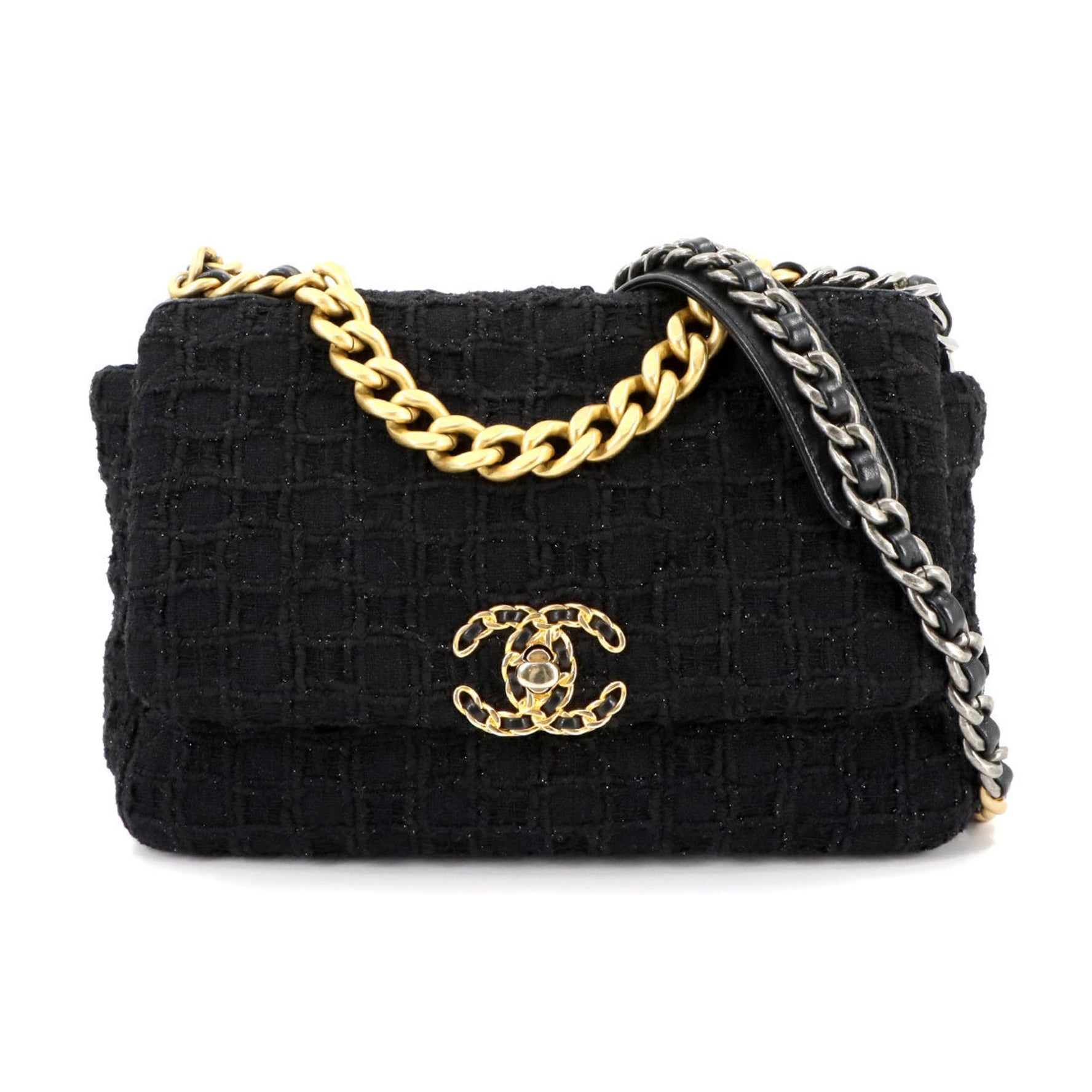 CHANEL 19 Hand Chain Shoulder Bag Tweed Leather