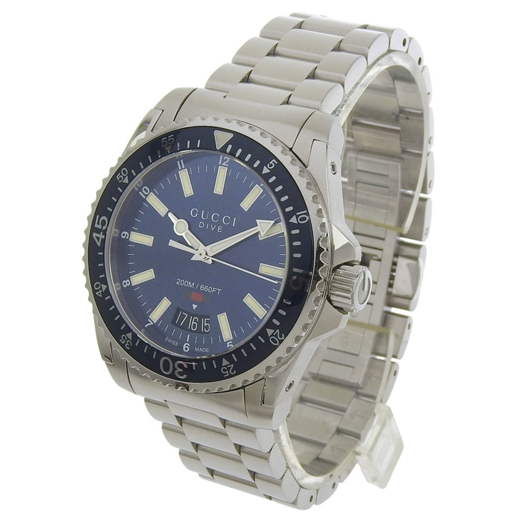 Gucci Dive Date 136 3 Blue Dial Stainless Steel Quartz Watch