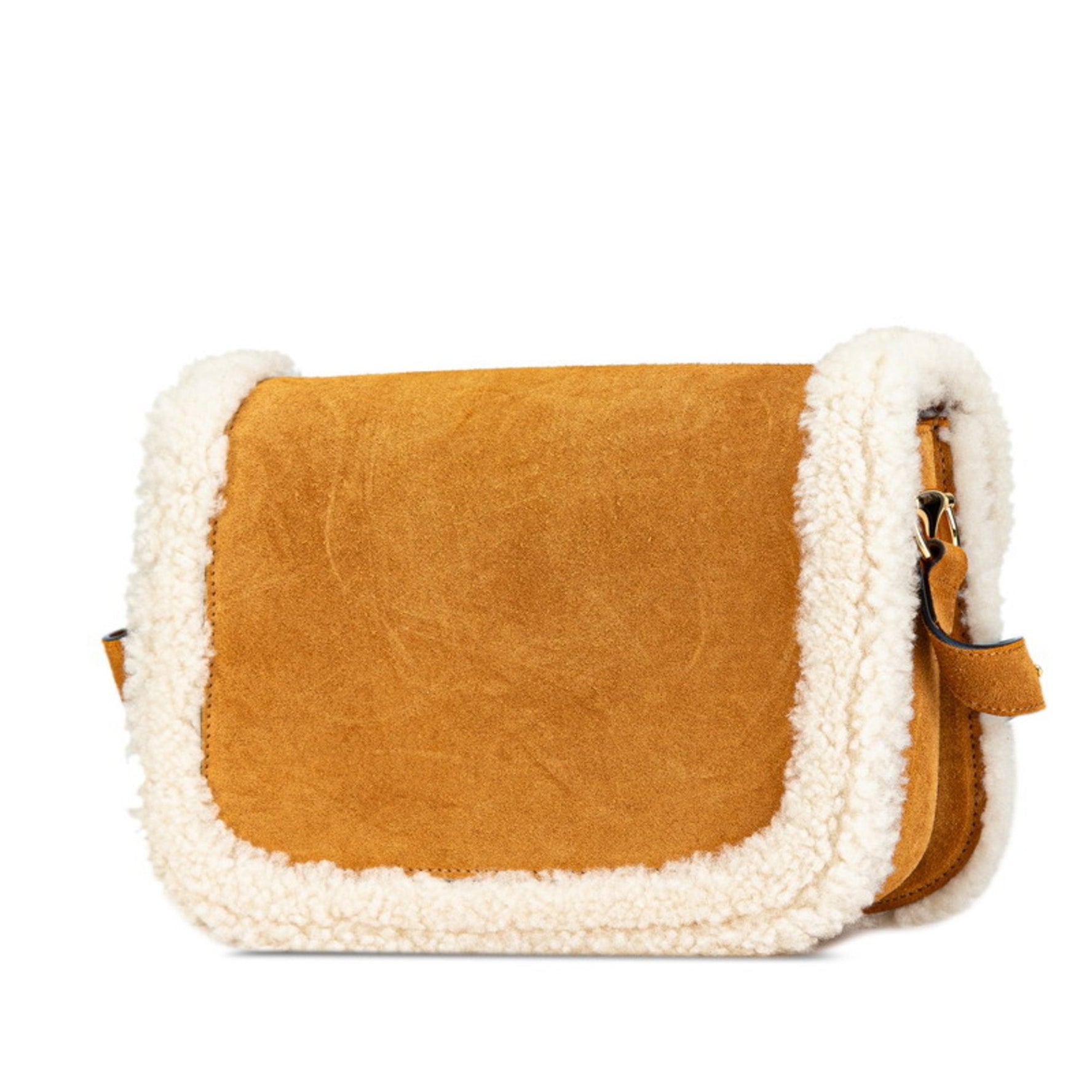 Gucci Horsebit 1955 Shoulder Bag Beige White Suede Mouton Women's GUCCI