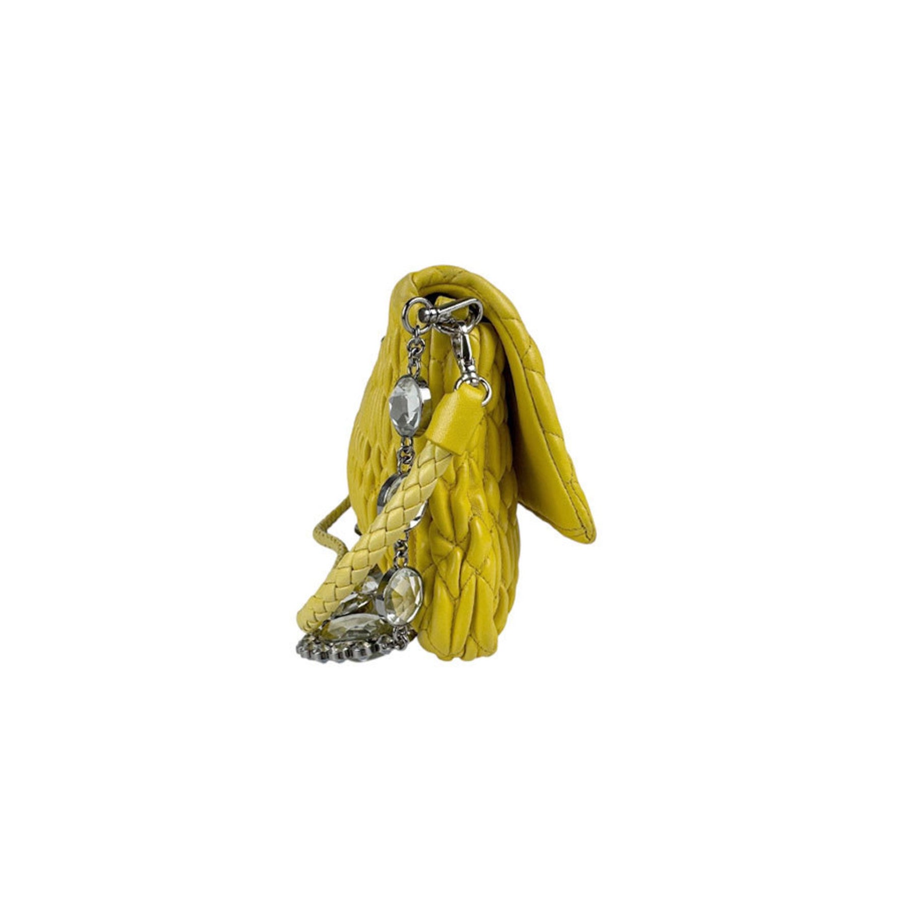 Miu Miu Miu Shoulder Bag Matelasse Leather Yellow Women's Z5245