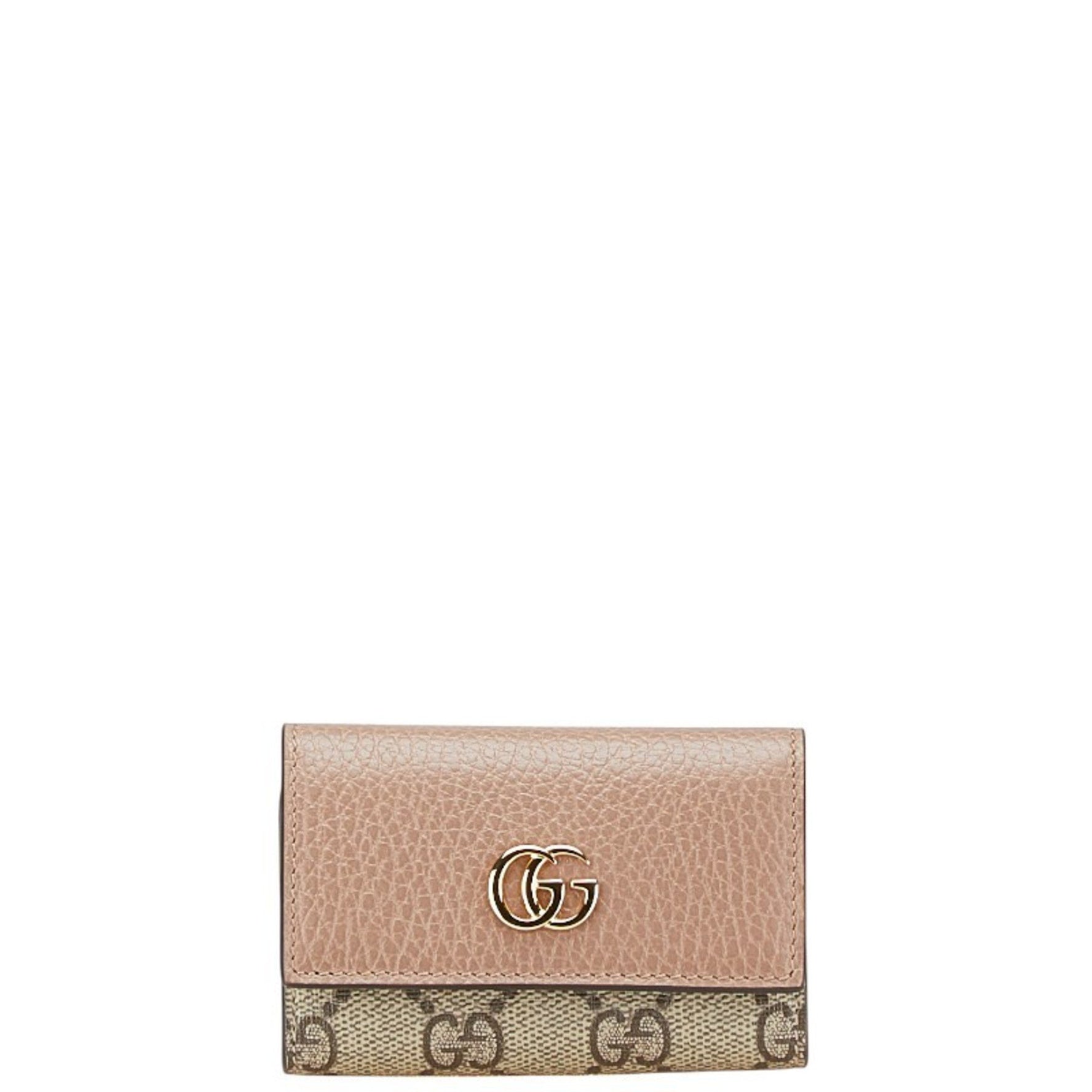 Gucci GG Supreme Marmont Key Case Beige Pink Leather PVC