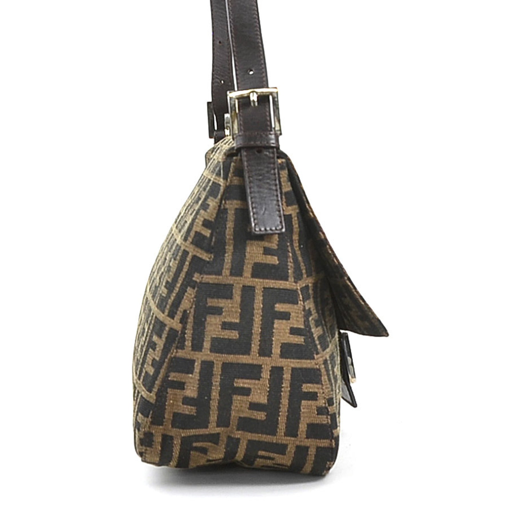 FENDI Shoulder Bag Zucca Mamma Bucket Canvas Leather