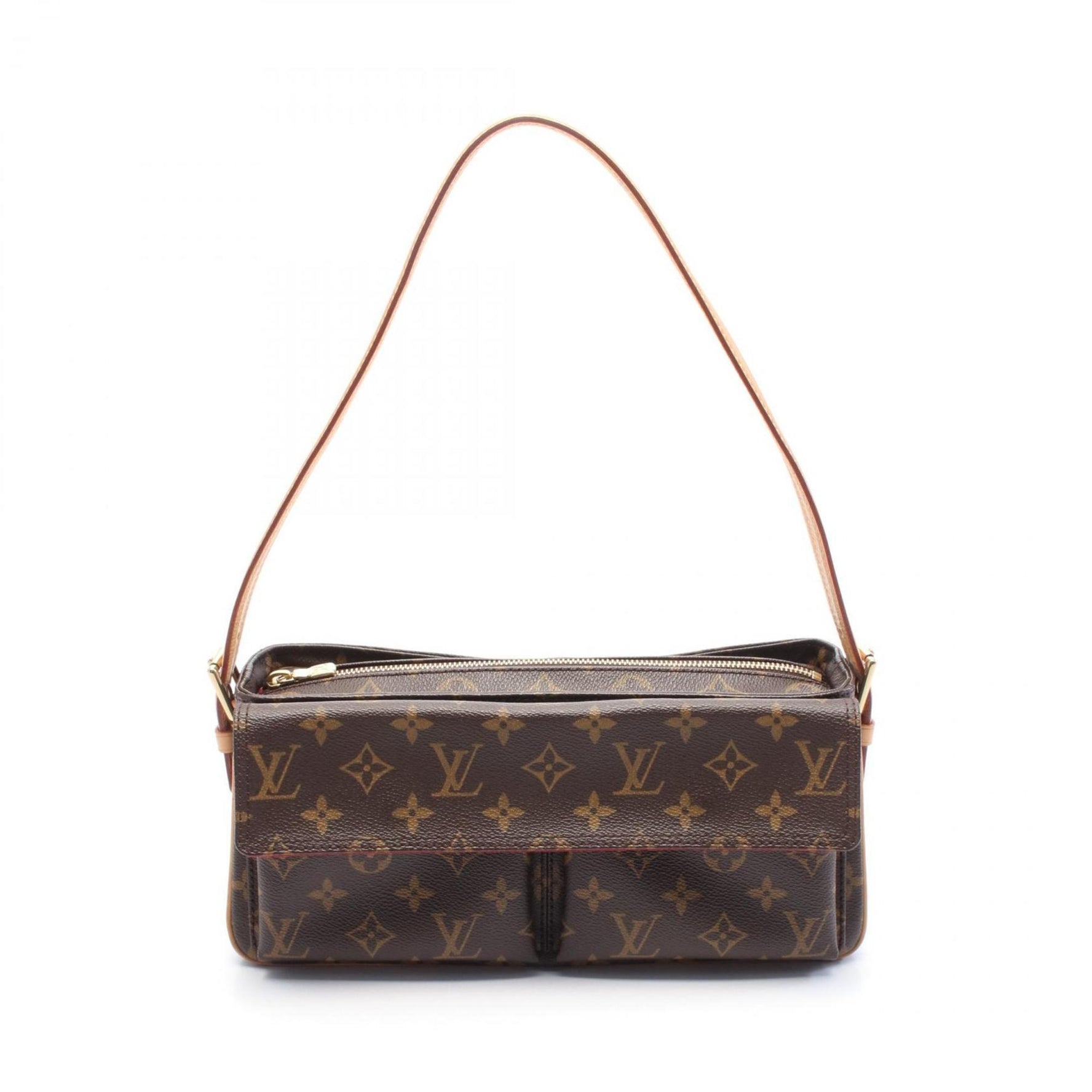 Louis Vuitton Vivacite MM Monogram Shoulder Bag Coated Canvas Leather