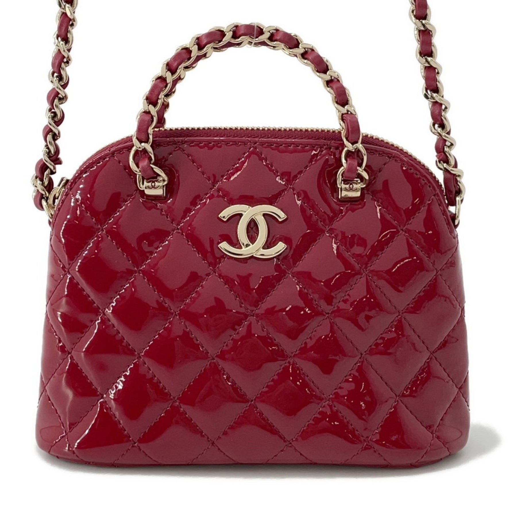 Chanel Chain Shoulder Bag with Coco Mark and Matelasse Patent