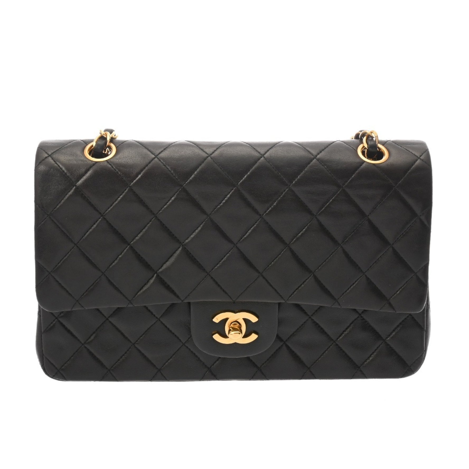 CHANEL Matelasse Double Flap Chain Shoulder Bag, Lambskin AB